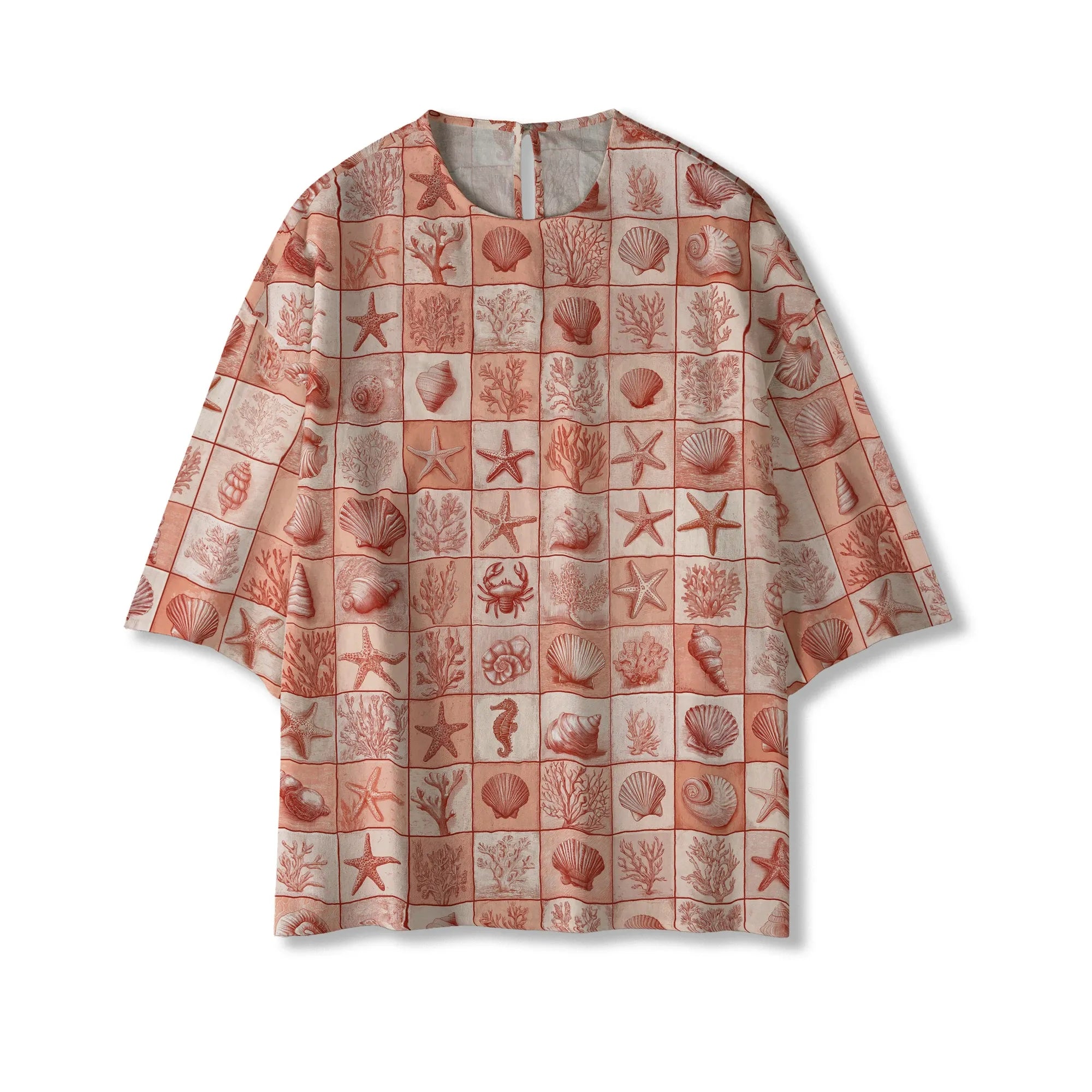 Eco-friendly coral red blouse with lyocell and linen fabric