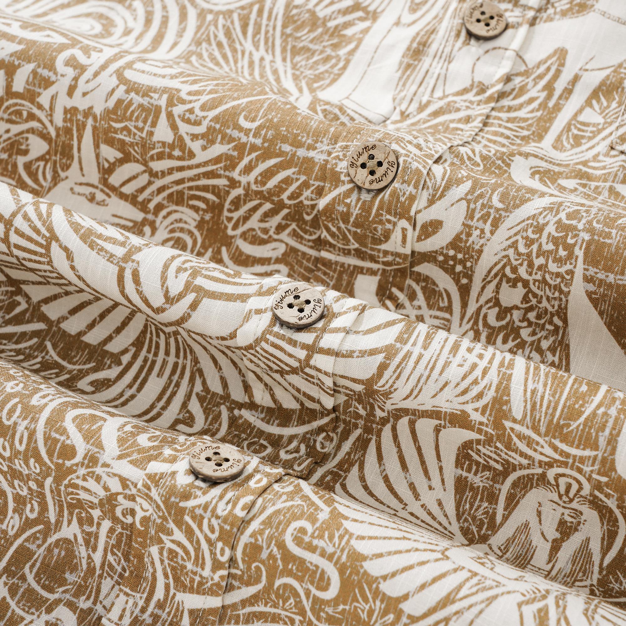 Chemise hawaïenne masculine à manches courtes à manches courtes 100% coton Brown Aloha Mythologie égyptienne ancienne