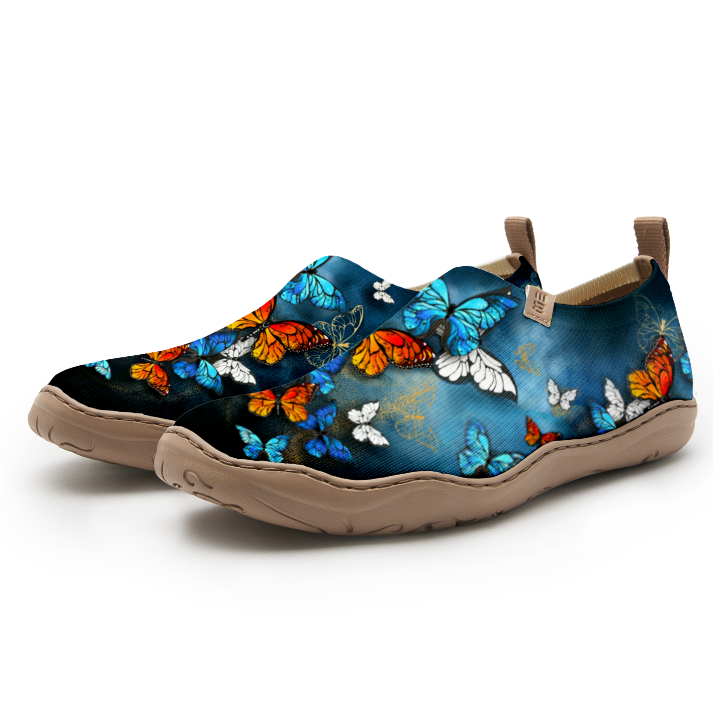 Yiume Women's Art Slip-On Shoes Comfortable Breathable Knit Casual Footwear,Blue And Black Butterfly Midnight Butterfly Heels