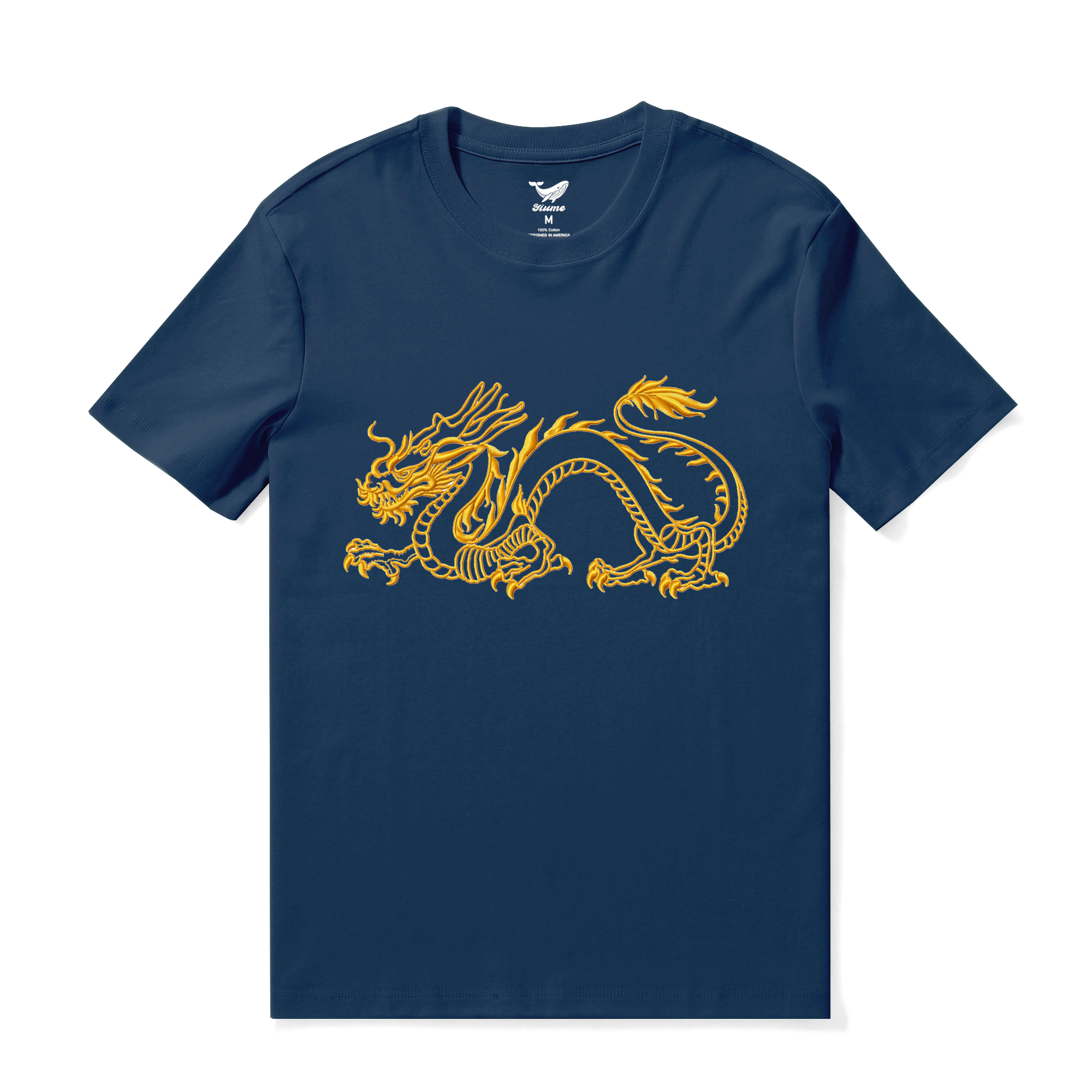 Hawaiian Tee For Men The Year of the Dragon Tee Crew Neck 100% Cotton - NAVY BLUE The Year Of The Dragon - Navy Blue