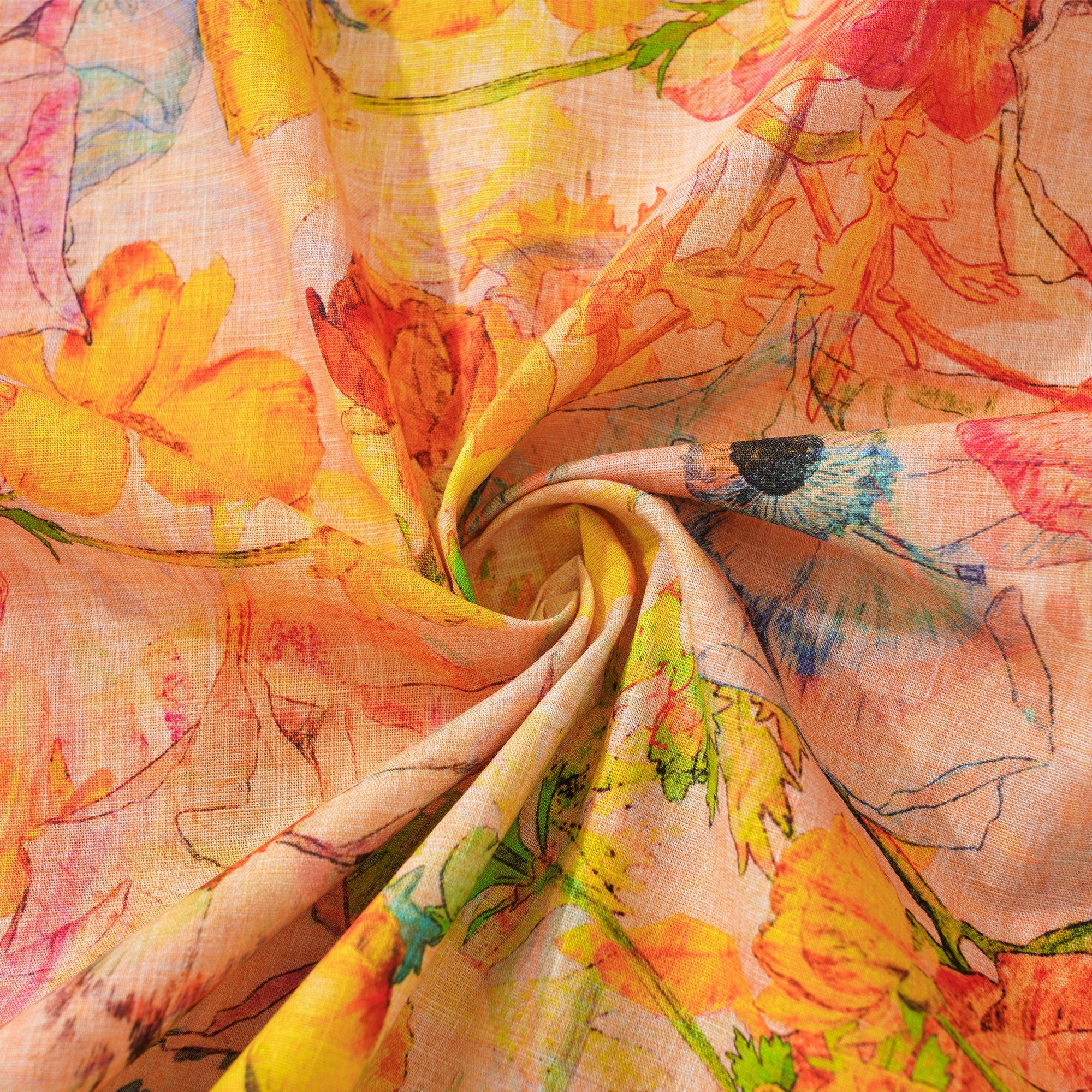 Women's Hawaiian Shirt Short Sleeve Camp Collar 100% Cotton Yellow Aloha Ranunculus Flowers By Pascale Dilger