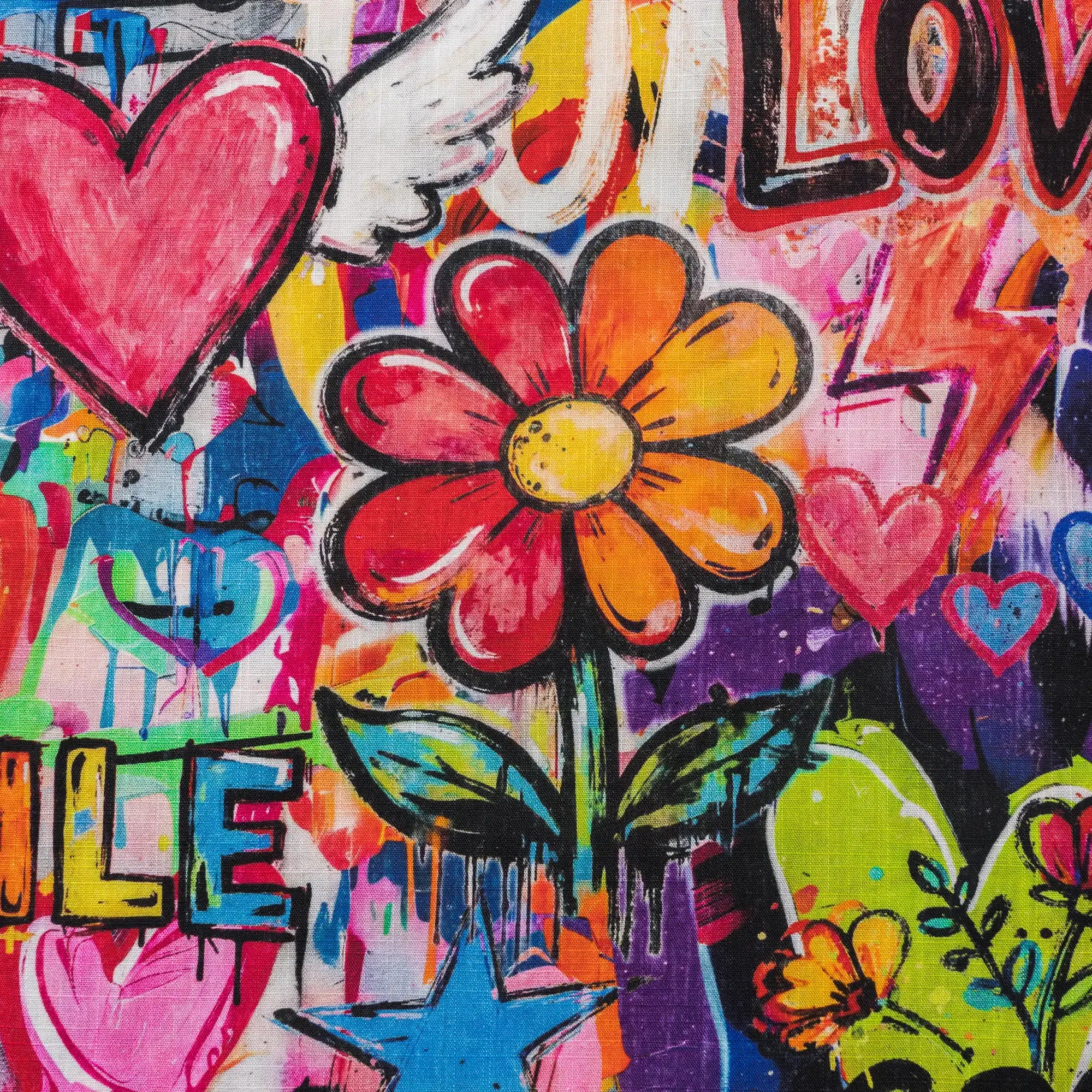 Women's short sleeve shirt with love graffiti design