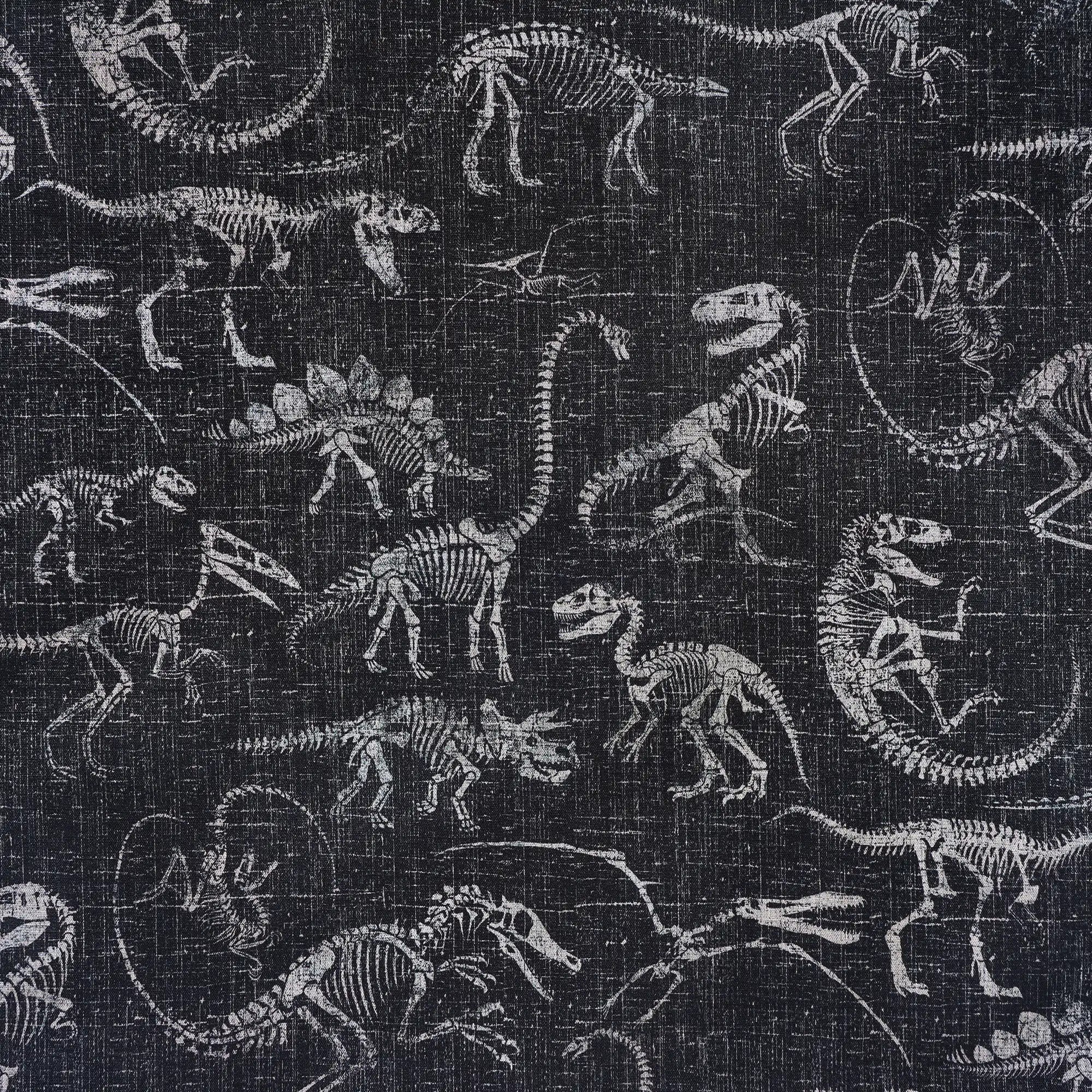 Men's Hawaiian Shirt Short Sleeve Button-down 100% Cotton Black Aloha Dinosaur Fossil Imprint