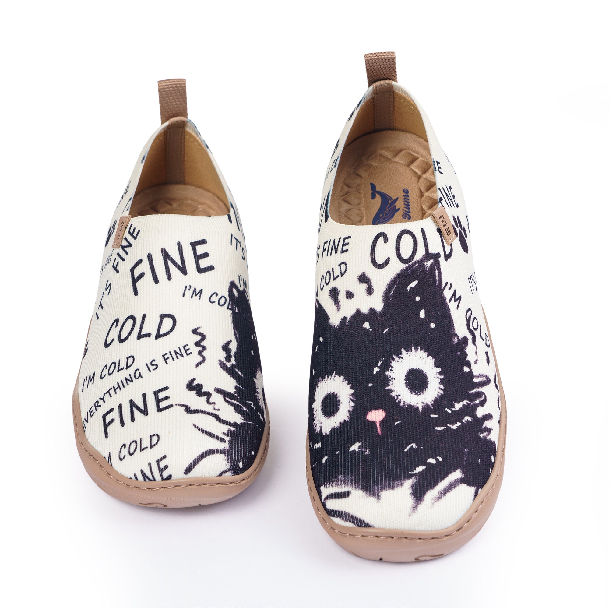 Black Cat Print Cute Women's Slip-On Shoes Painted Canvas Sneakers