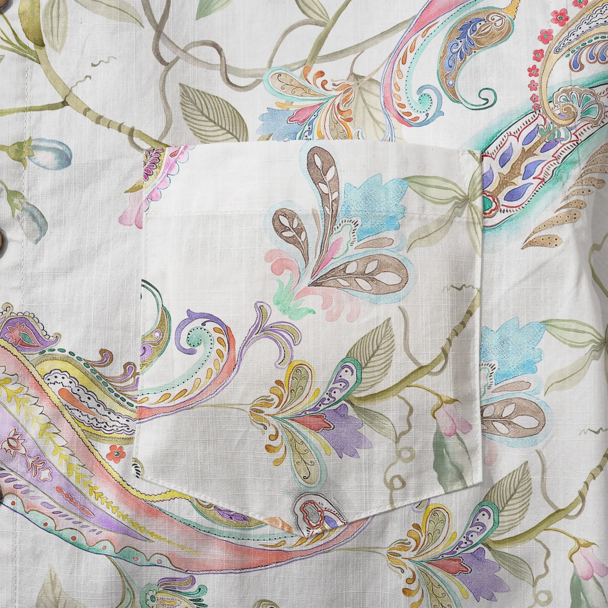 Men's Hawaiian shirt with vibrant paisley design, cotton