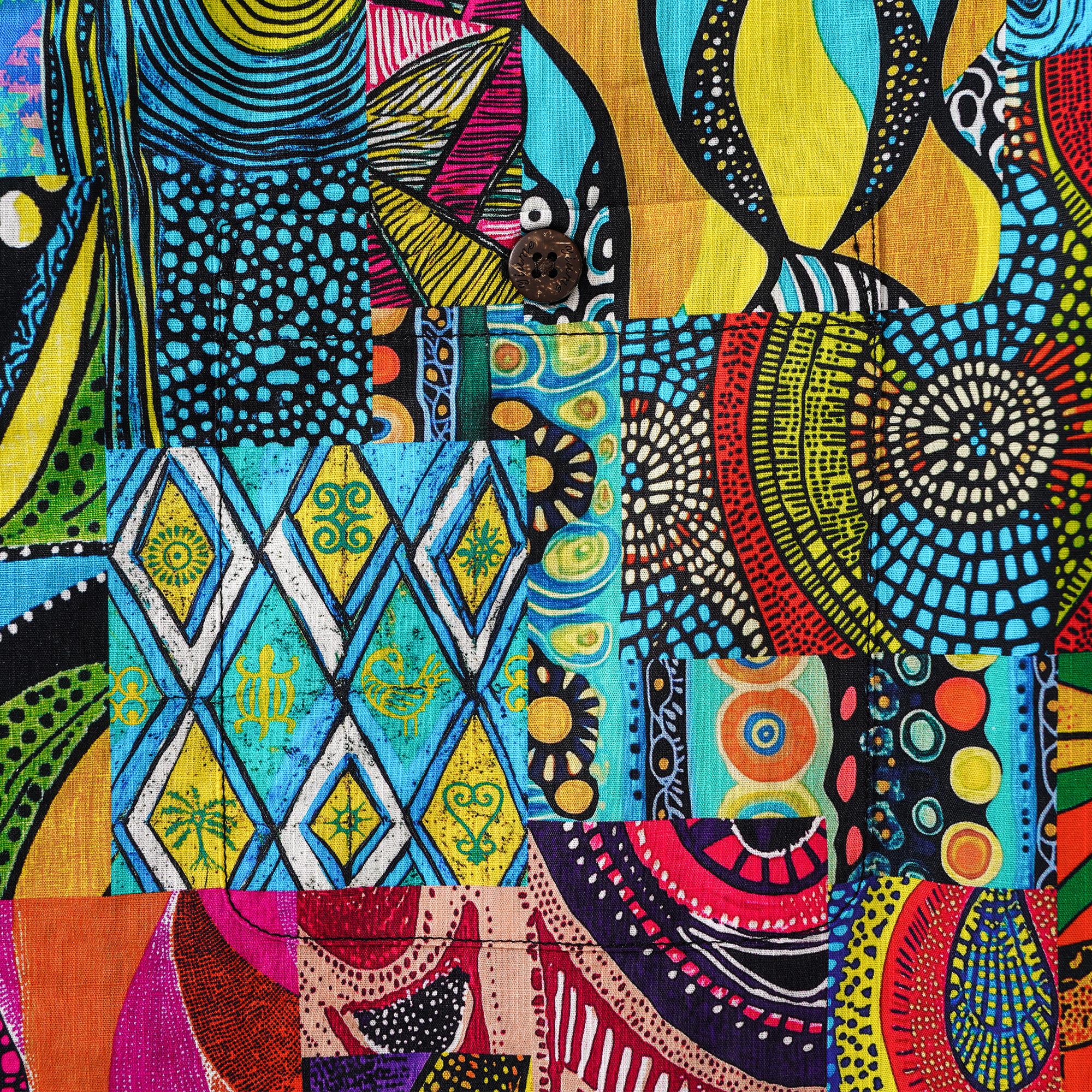 Herren Hawaiian Shirt Afrikanisches Druckhemd 100% Baumwolle Kurzarm Camp Kragen Aloha Shirt