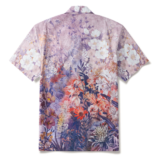 Chemise à col camp en coton 100 % pour homme Aloha hawaïenne à manches courtes avec des fleurs ombragées de rêve