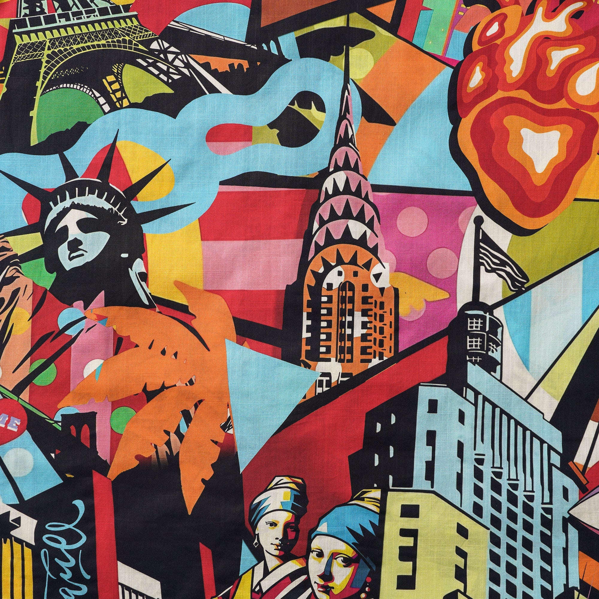 Herren Hawaii-Hemd Kurzarm Camp-Kragen 100% Baumwolle Rot Aloha Pop-Art