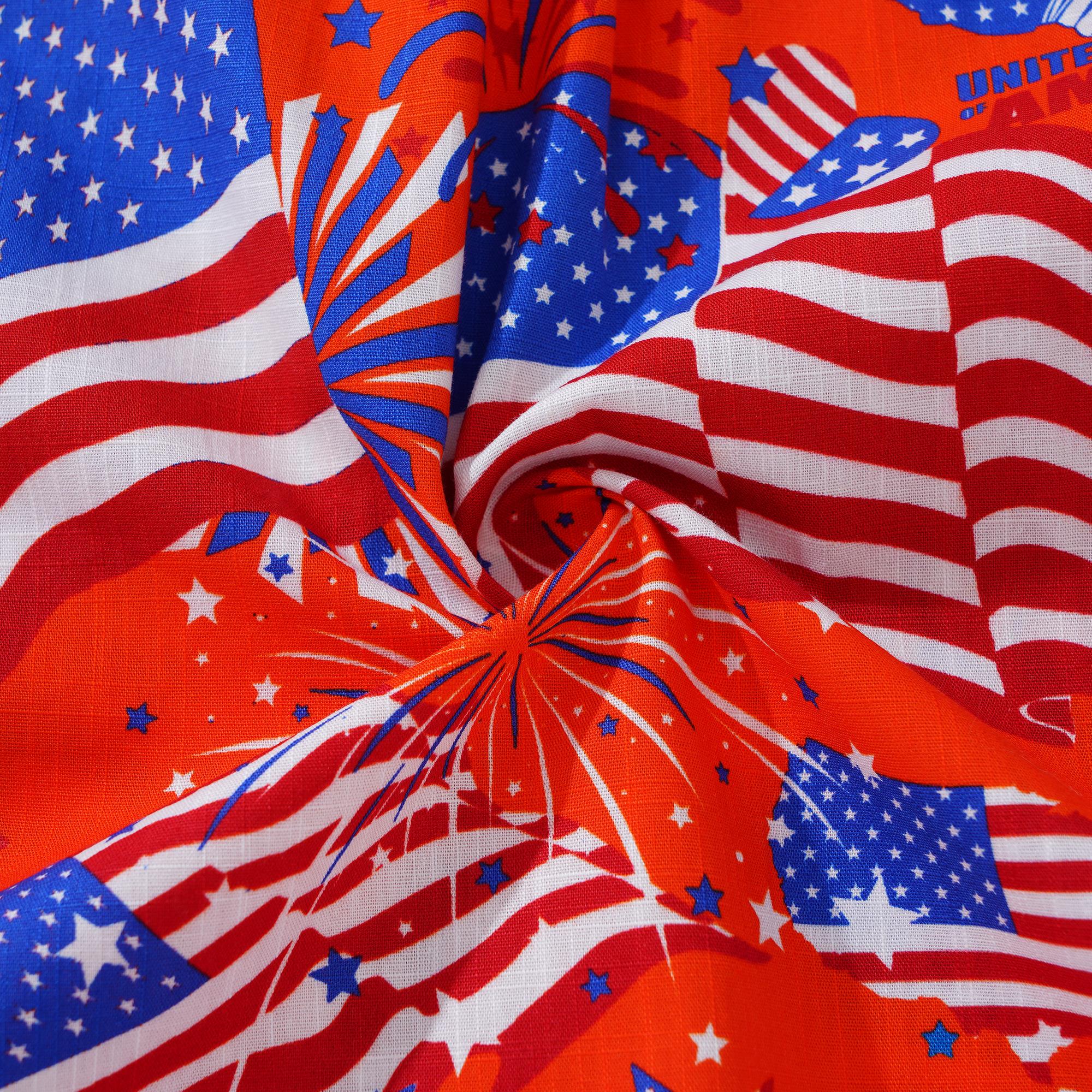 Herren-Hawaiian-Hemd Kurzärmel Button Down 100% Baumwoll weiße Aloha American Feier