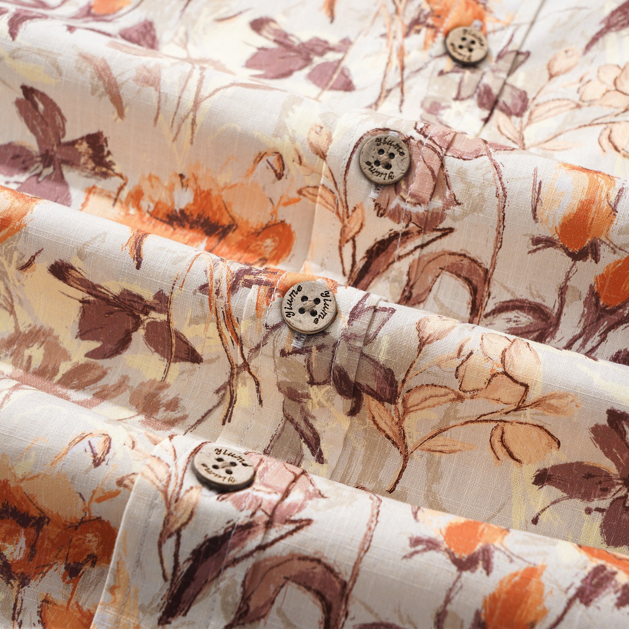 Chemise hawaïenne pour homme à manches courtes, boutonnée, 100 % coton, marron, jardin de rêve Aloha