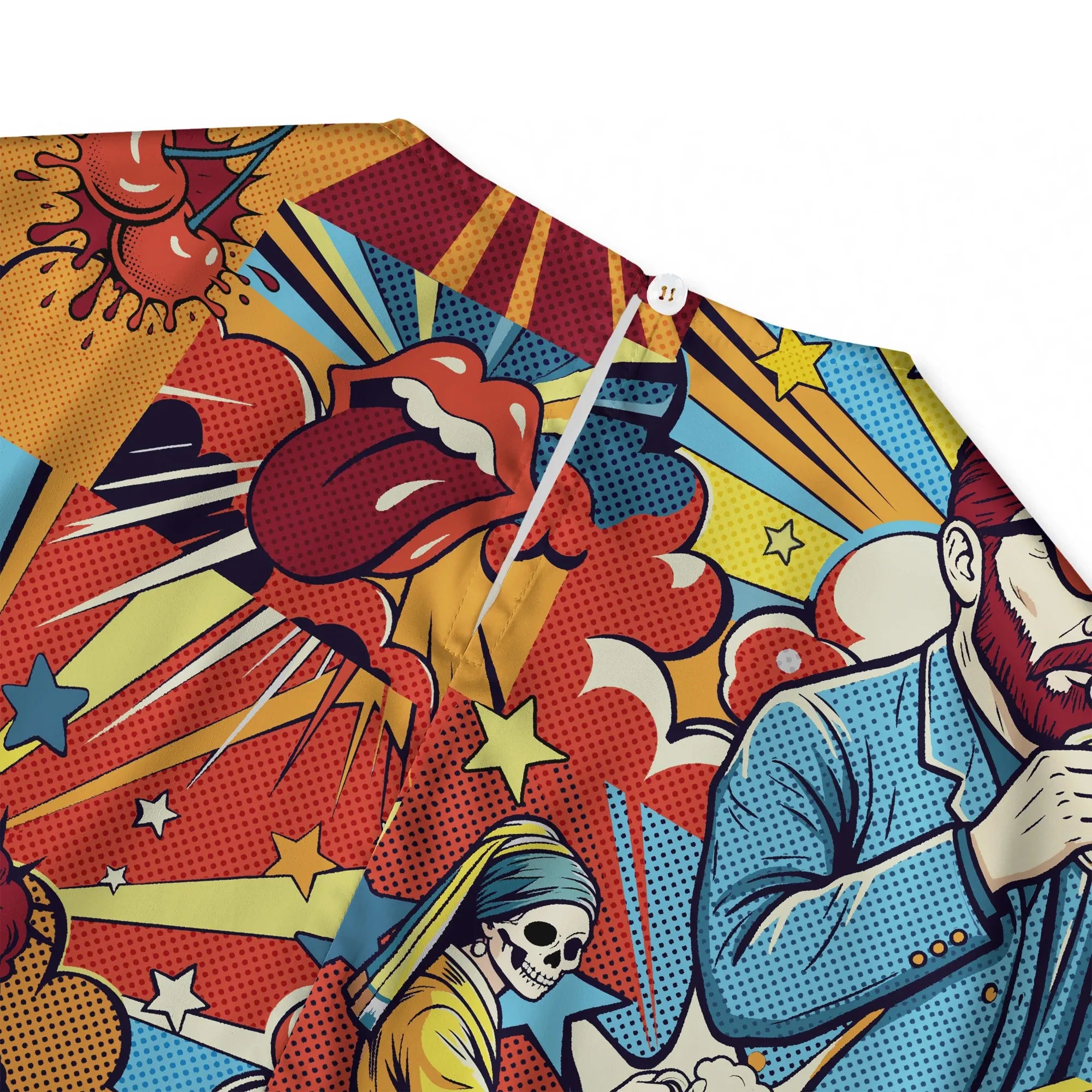 Crew neck women's blouse with pop art collage design