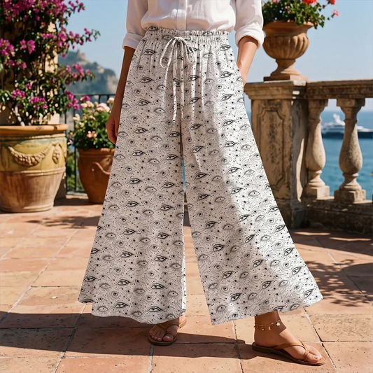 Women's Starry Gaze floral wide leg palazzo pants, 100% cotton