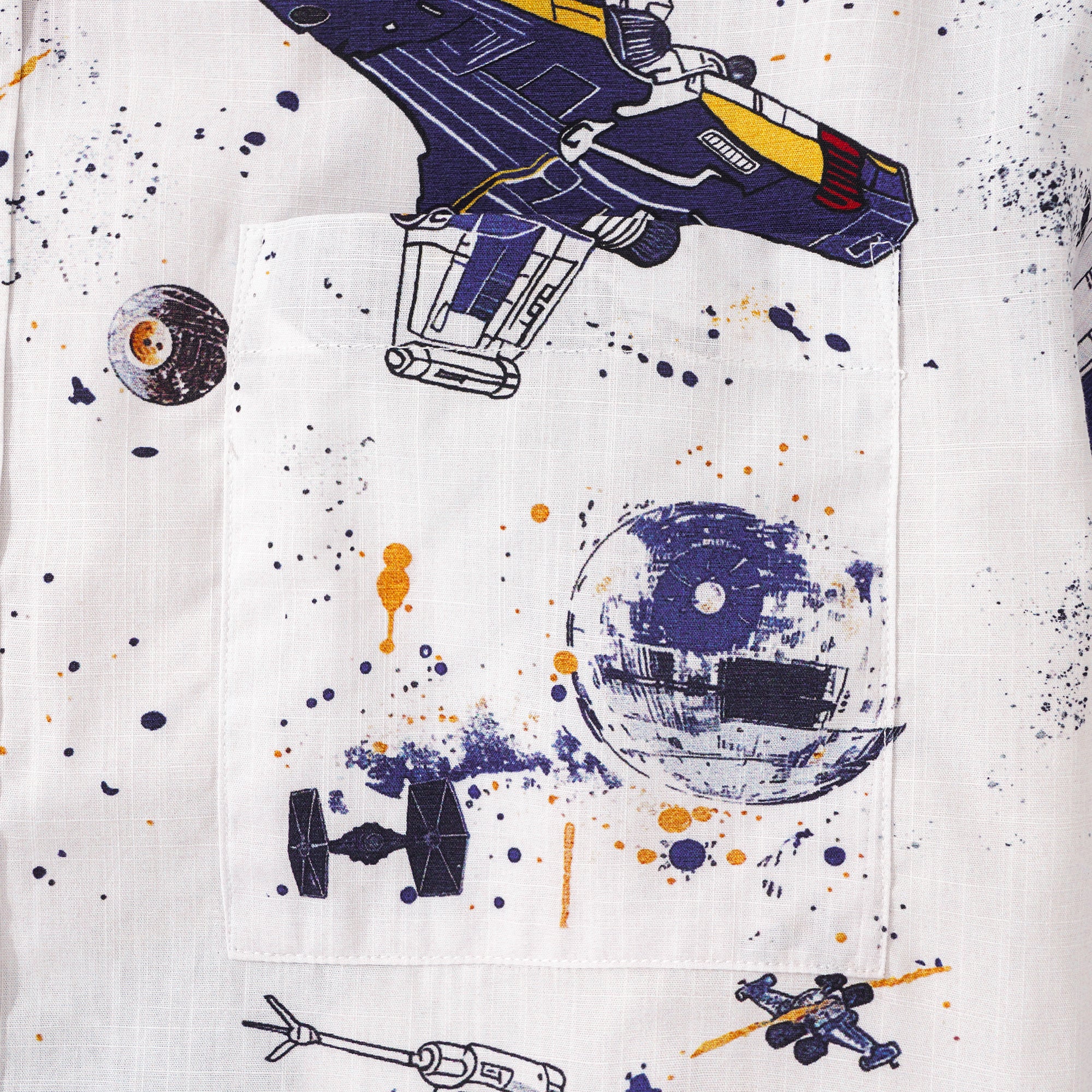 Herren Star Wars Hemd Weiß Hawaiianisches Hemd Kurzarm Mit Knöpfen 100% Baumwolle Aloha Galaktische Reise