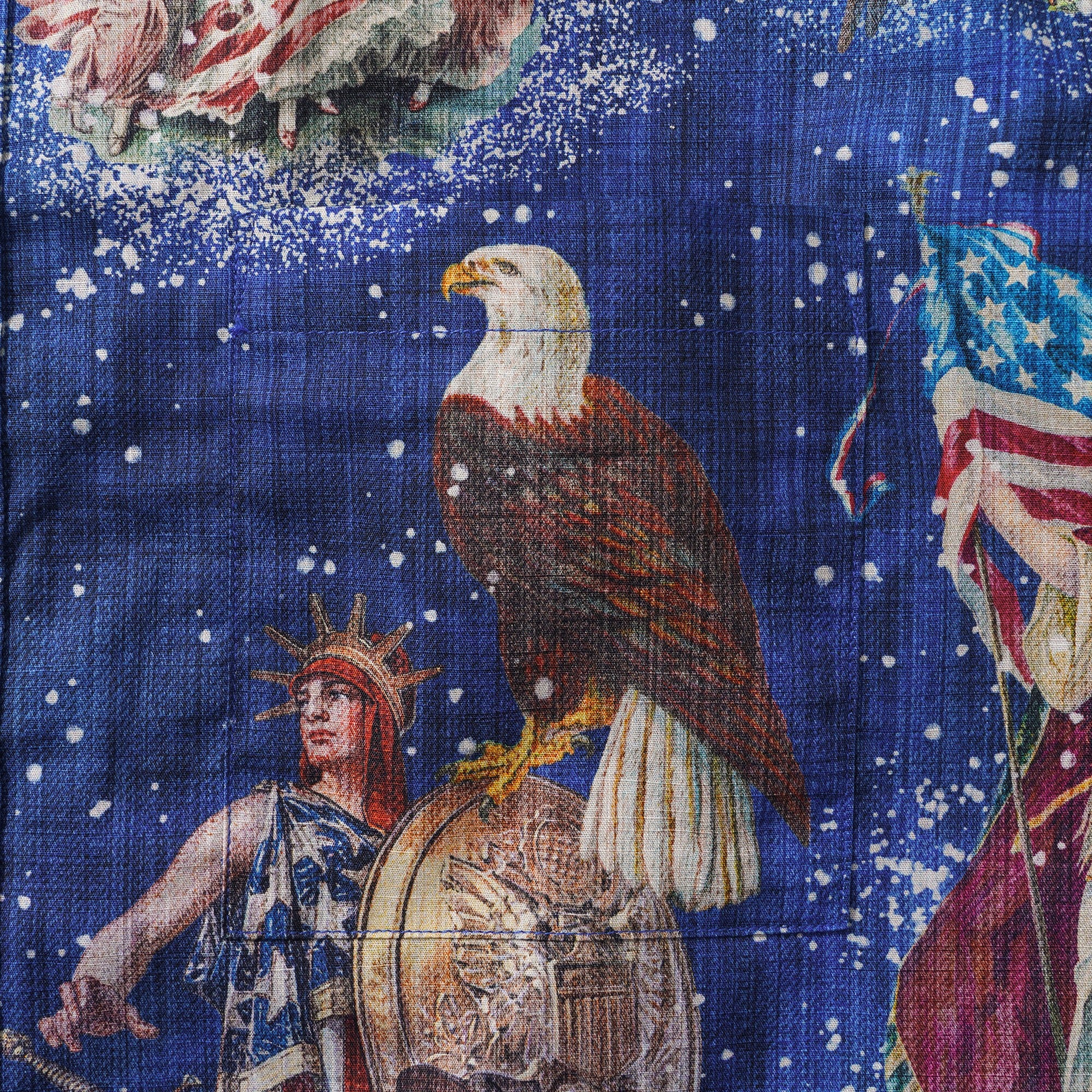 Men's Hawaiian Shirt Short Sleeve Button-down 100% Cotton Blue Aloha Stars & Stripes