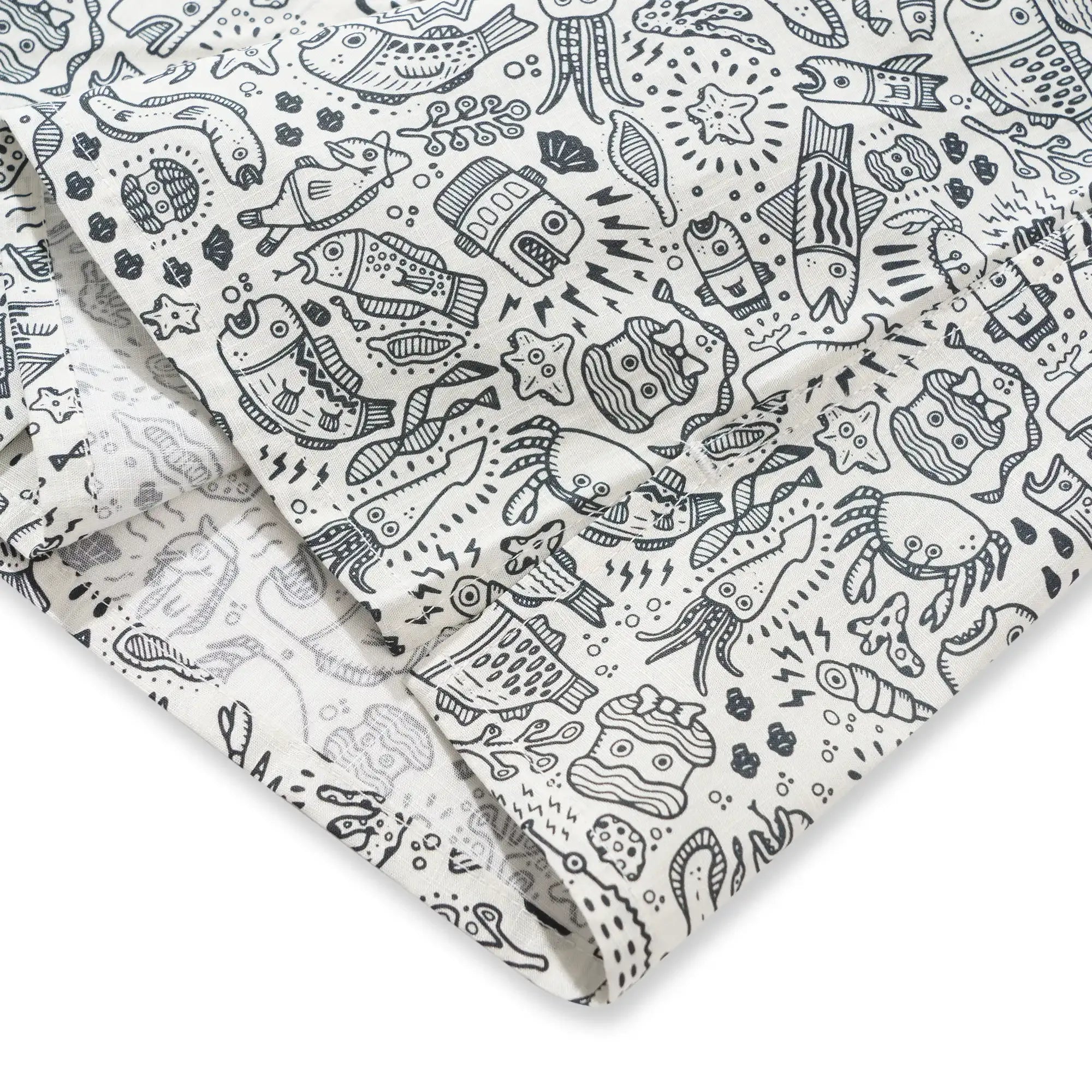 Women's beige Hawaiian shirt with sea creatures