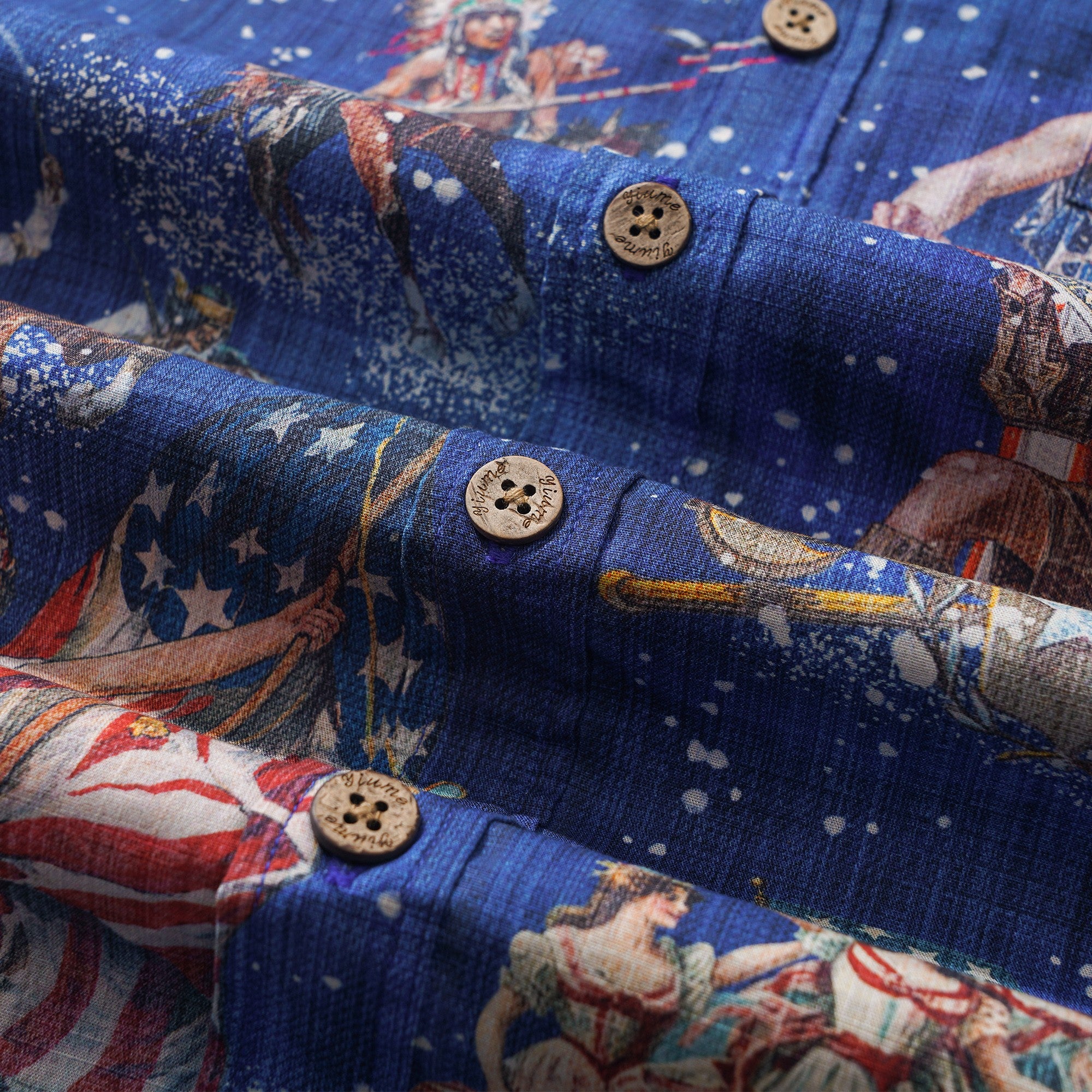 Men's Hawaiian Shirt Short Sleeve Button-down 100% Cotton Blue Aloha Stars & Stripes