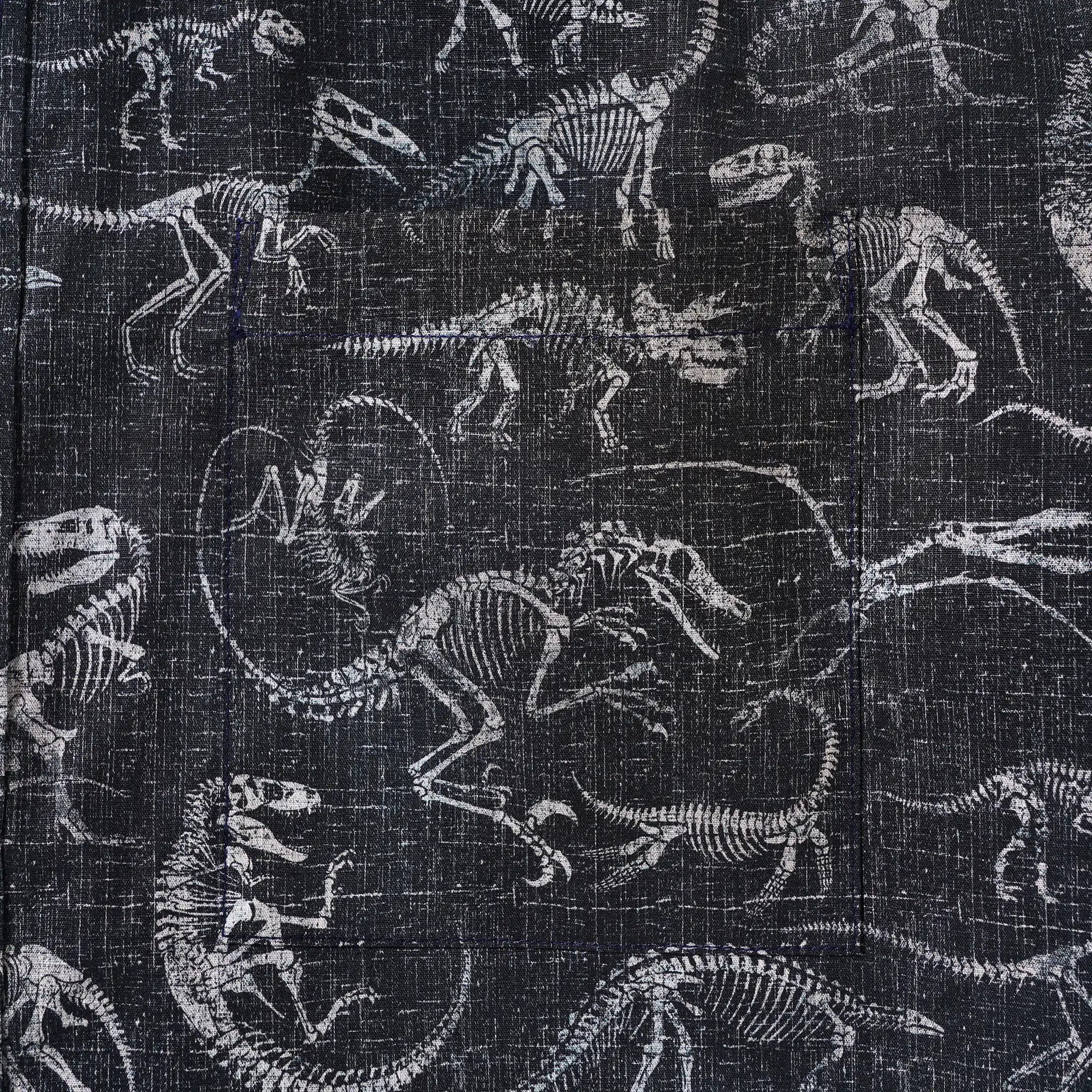 Men's Hawaiian Shirt Short Sleeve Button-down 100% Cotton Black Aloha Dinosaur Fossil Imprint