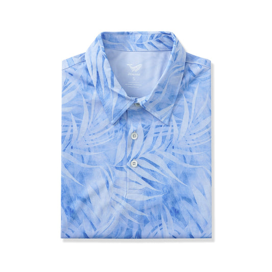 Men's Hawaiian Polo Shirt in blue with short sleeves
