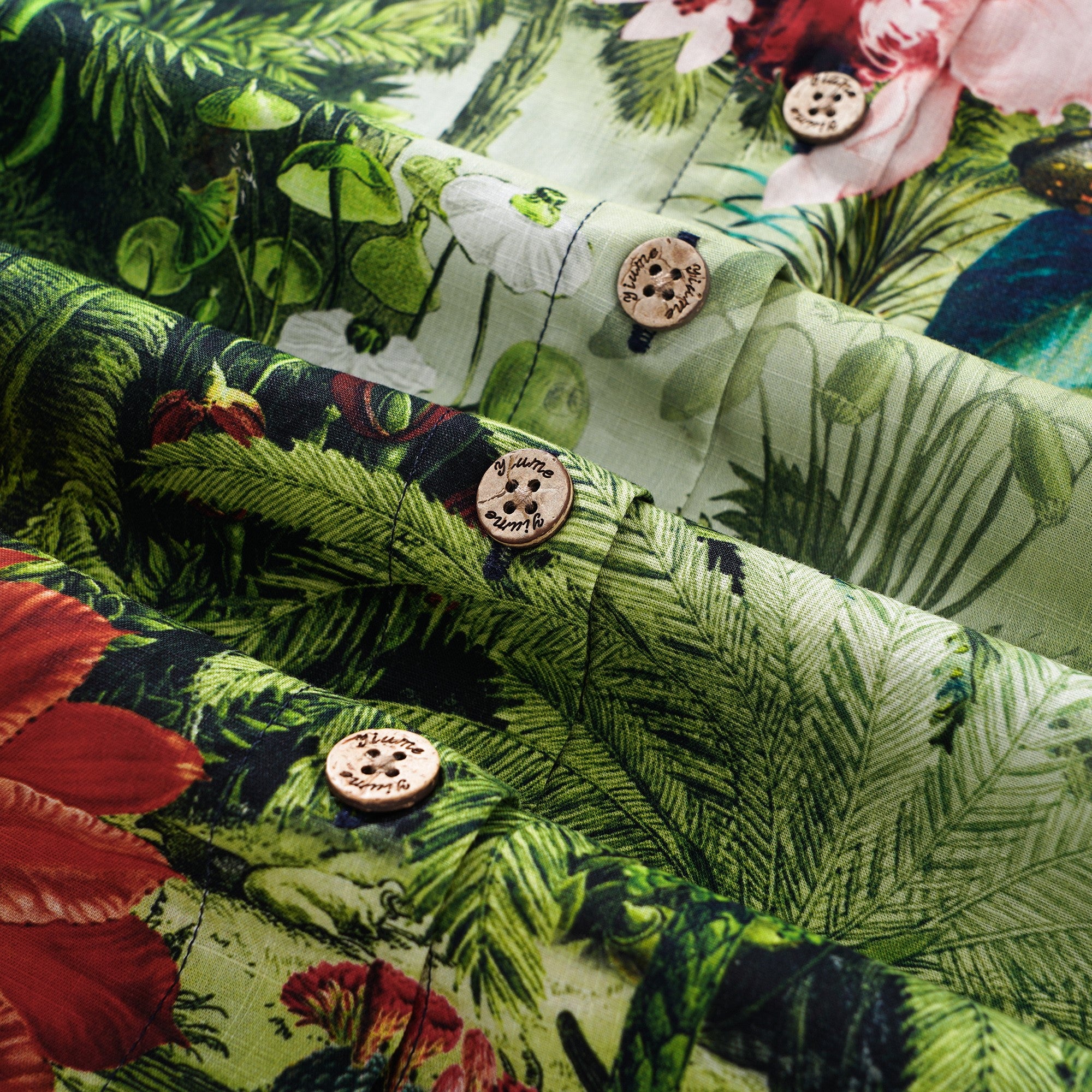 女性のハワイアンシャツ半袖ボタンアップ100％コットンベージュアロハエンチャンテッドパラダイス