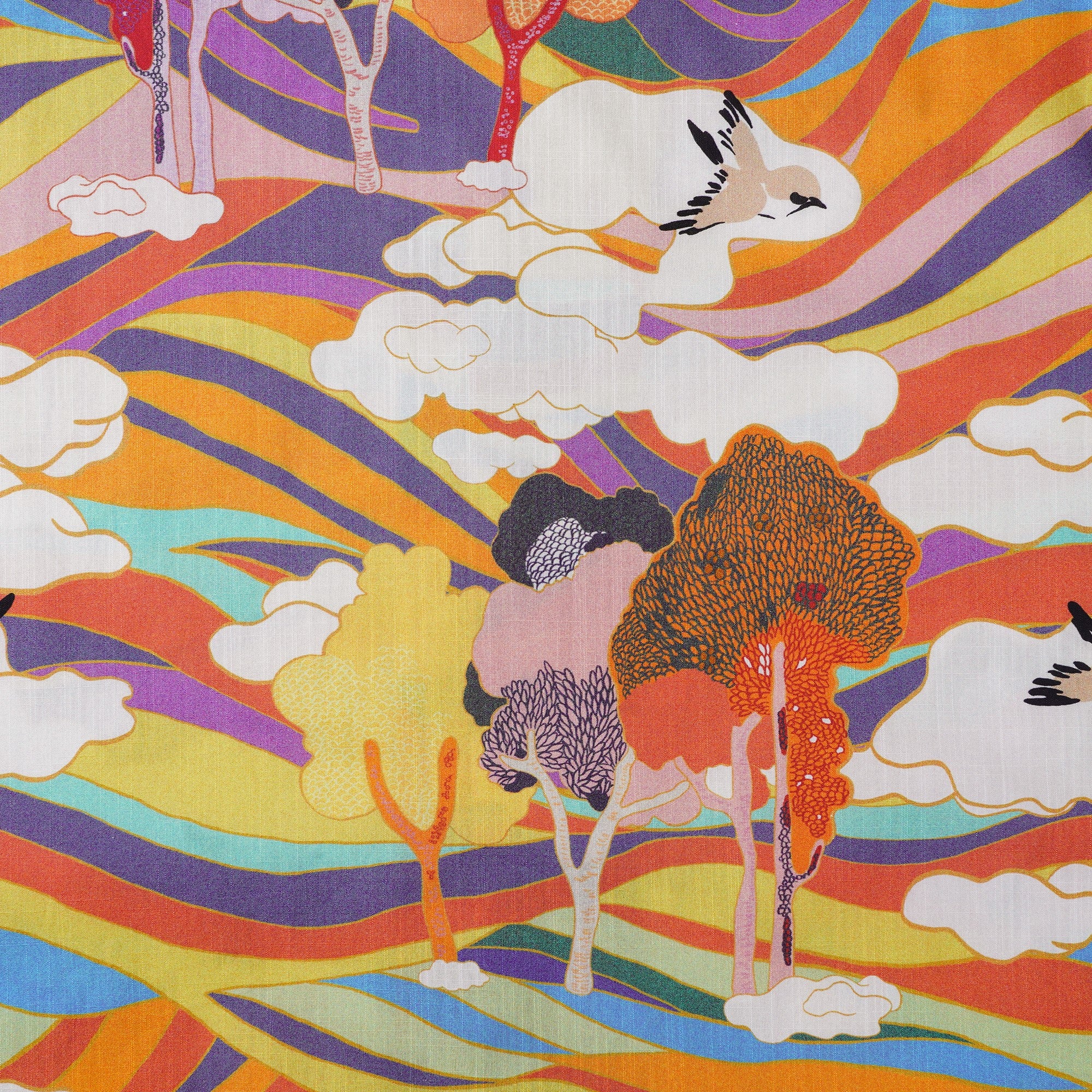 Men's Hawaiian Shirt Short Sleeve Camp Collar 100% Cotton Aloha Rainbow Mountain