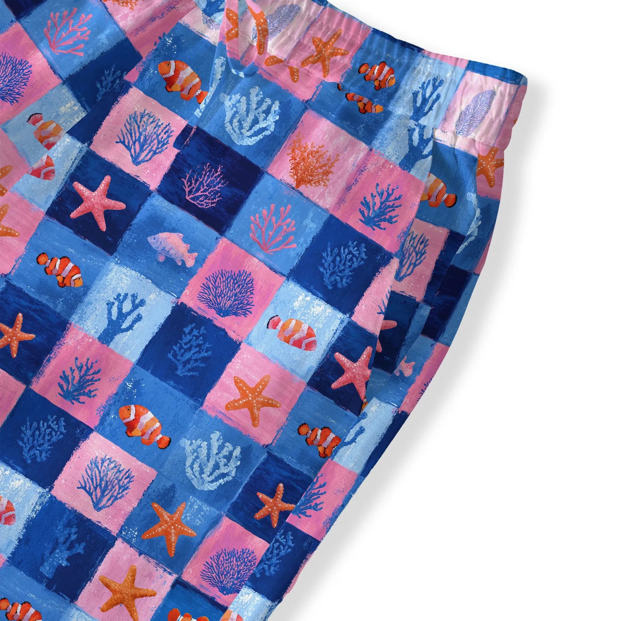 Women's wide leg pants with pockets, tropical print