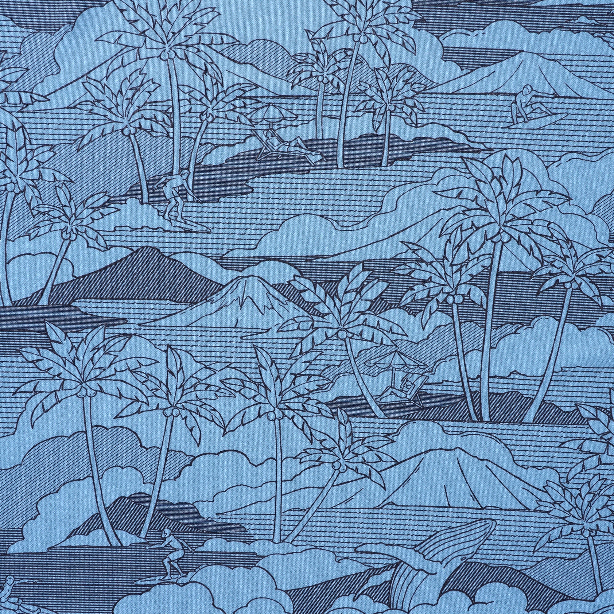 メンズハワイアンポロシャツ半袖83％リサイクルポリエステル17％スパンデックスブルーアロハ島サーフィン