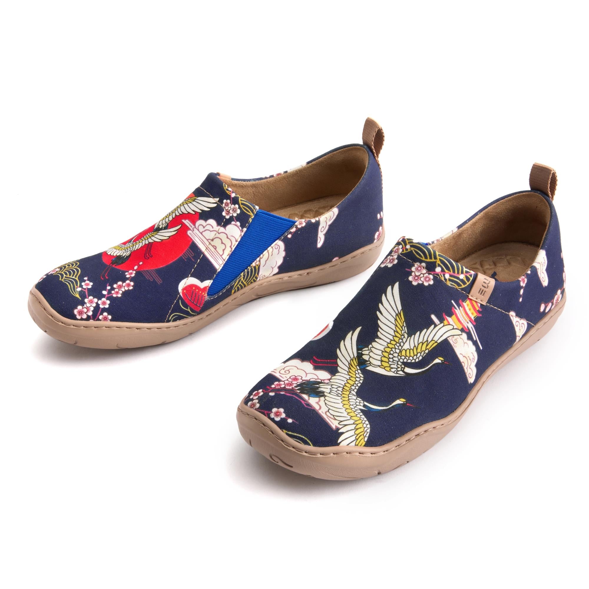 Crane Paradise Damen Slip-on-Schuhe, 100% Baumwolle, bemalten Leinwand-Sneaker Hawaiian Crane Zen Hemd