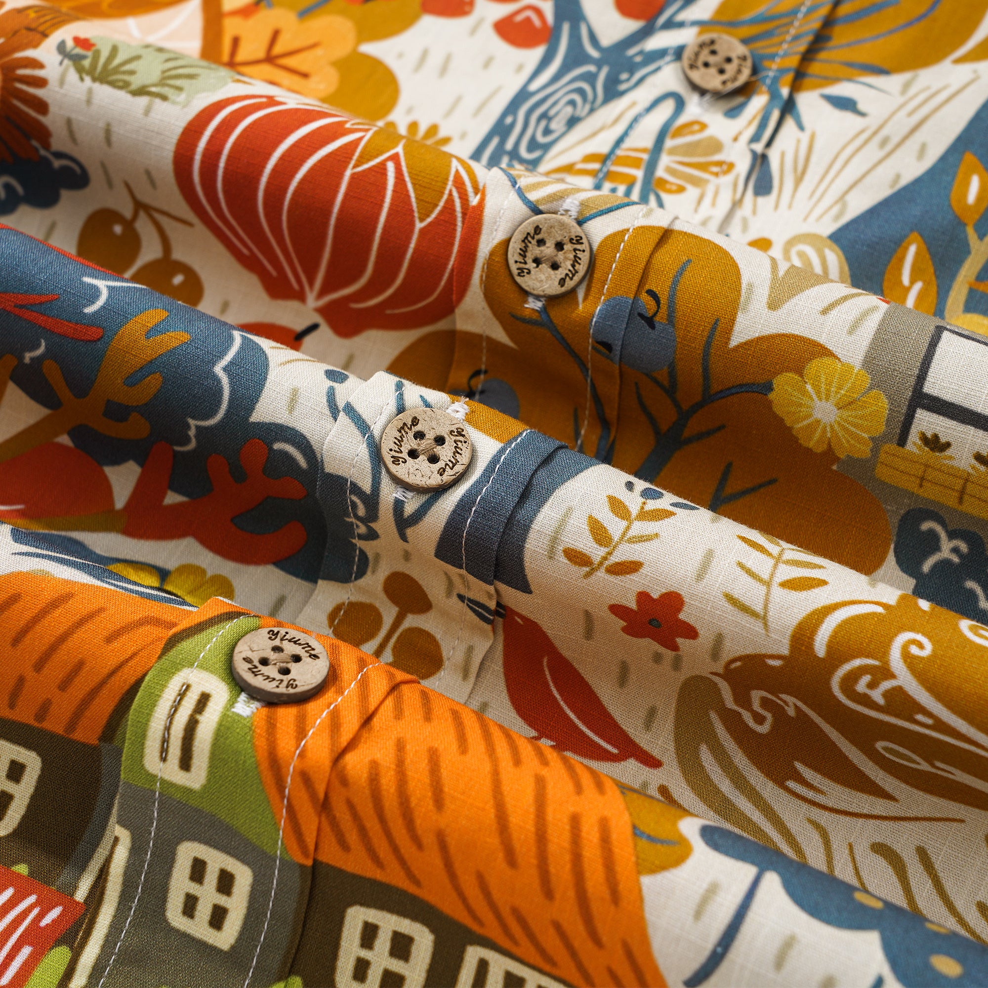 Herren Hawaii-Hemd Kurzarm Mit Knöpfen 100% Baumwolle Braun Aloha Nachmittag Ebenen