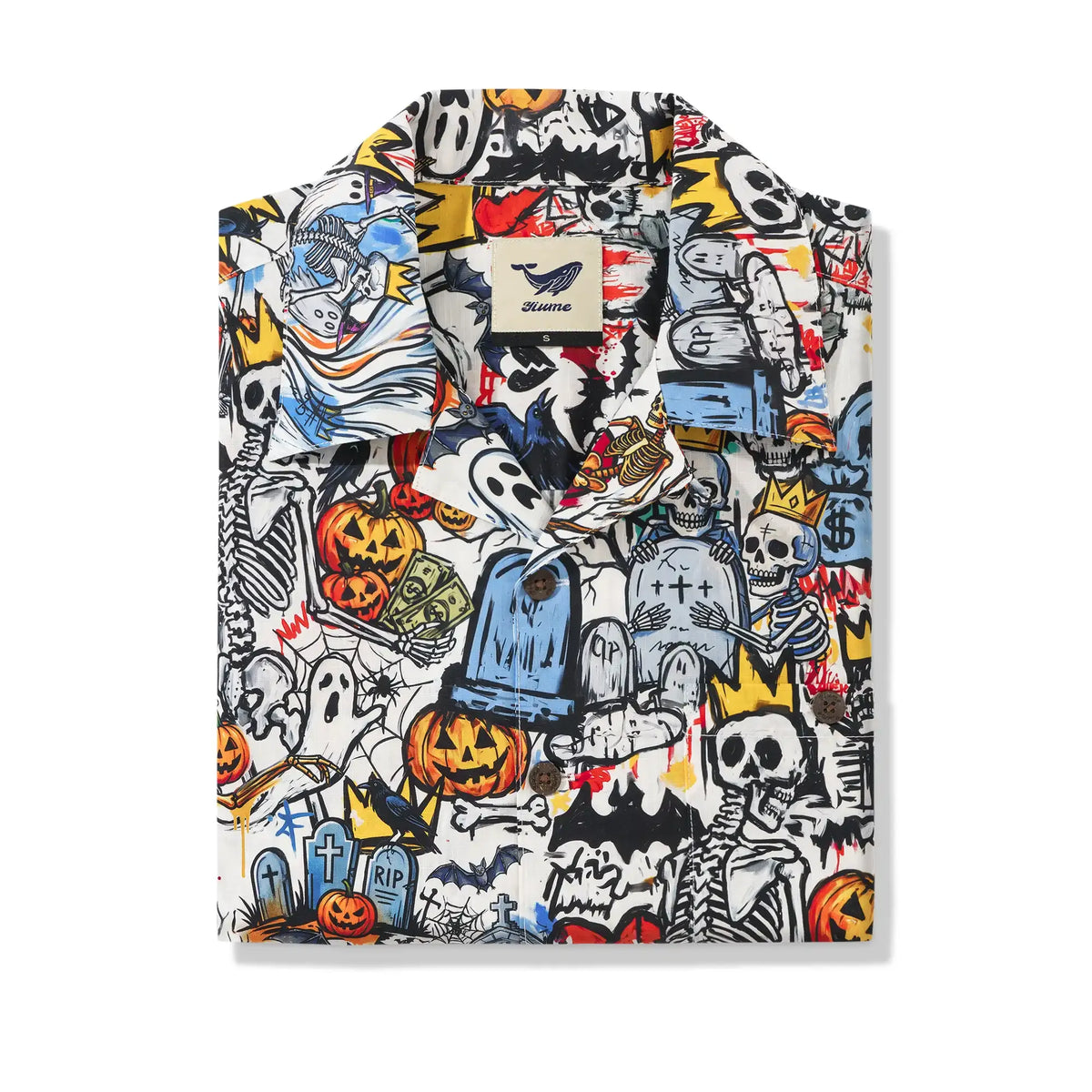 Yiume Halloween shirt, short sleeve, pumpkin skull print