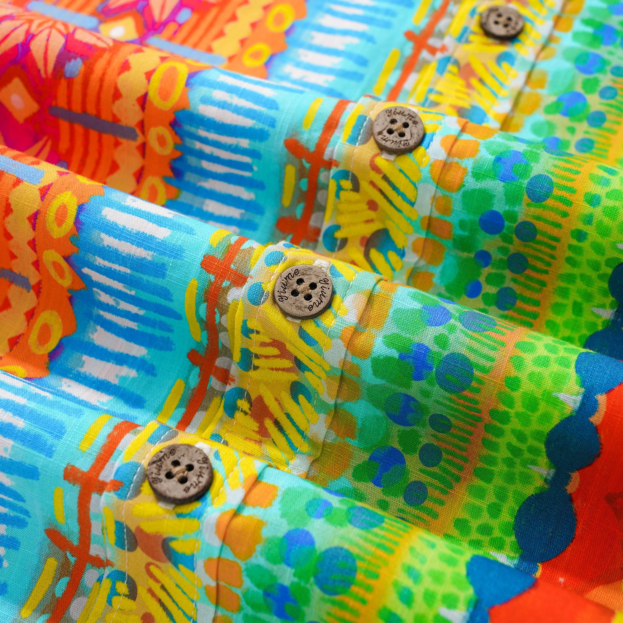 Herren Hawaiian Shirt Kurzarm Button-Down 100% Baumwolle Rot Aloha Geometrisch Maße