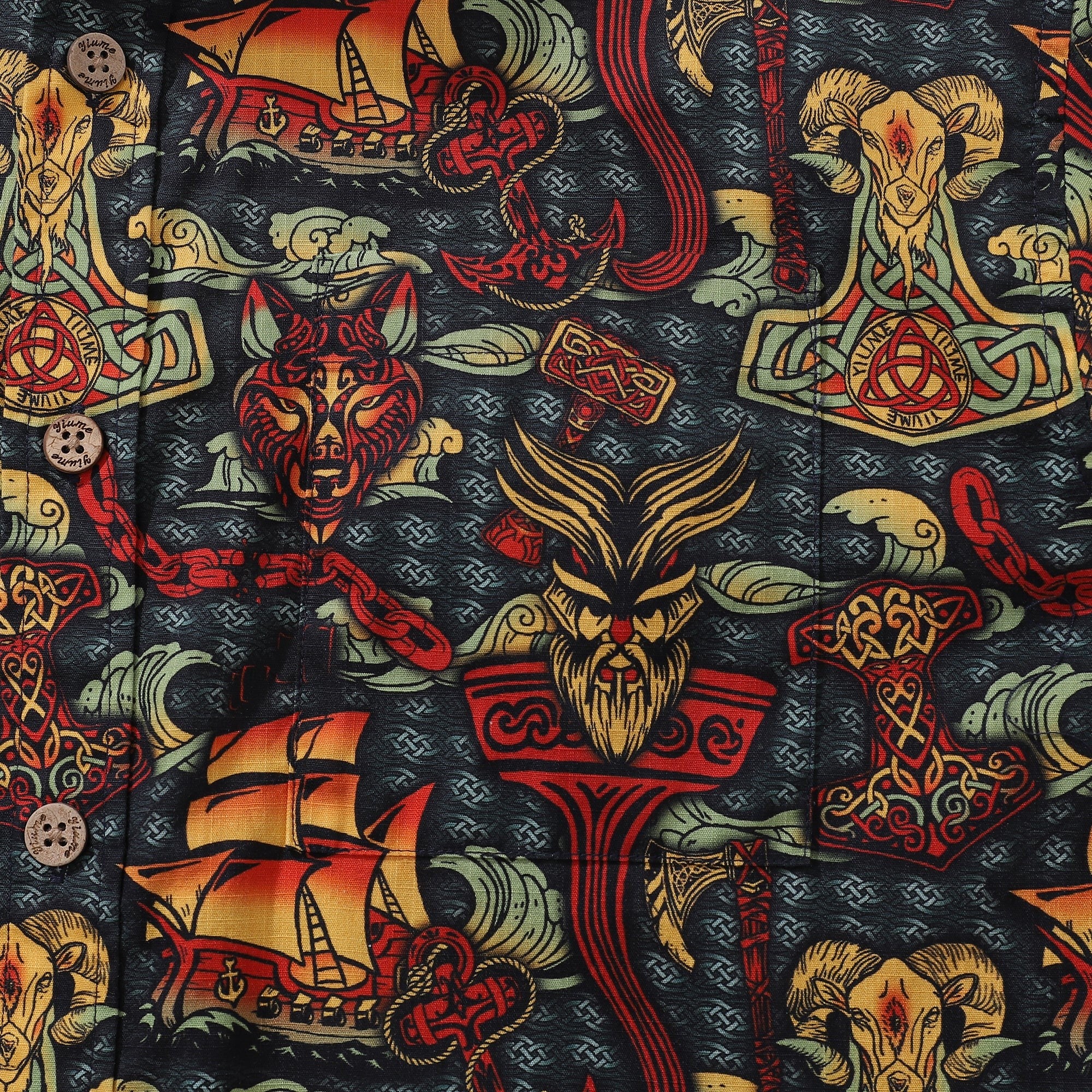 Chemise hawaïenne pour homme Viking, chemise à boutons pirate de nuit, à manches courtes en coton, chemise Aloha