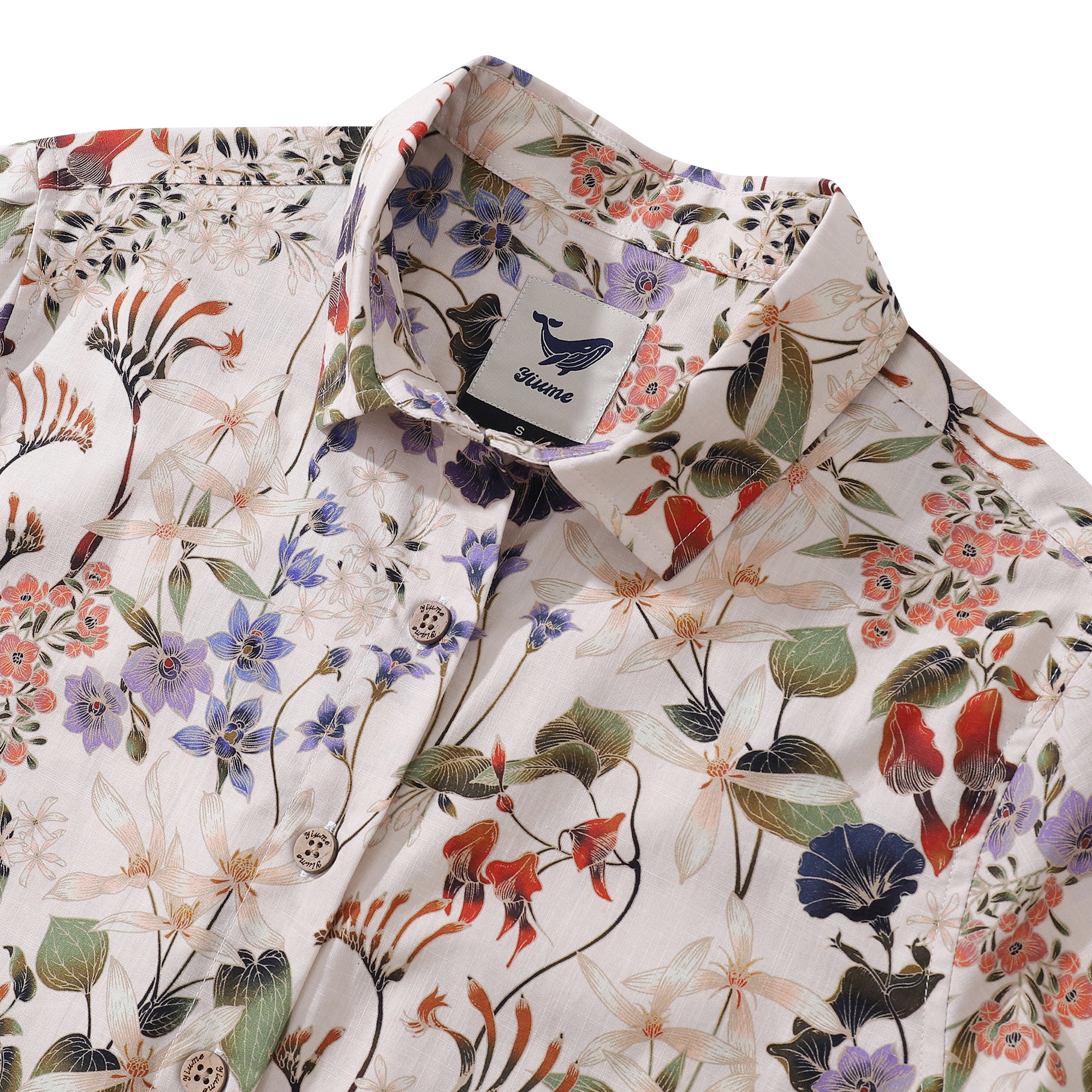 Women's Hawaiian Shirt Wildflowers By Eloise Cotton Button-up Short Sleeve Australian Wildflower By Eloise