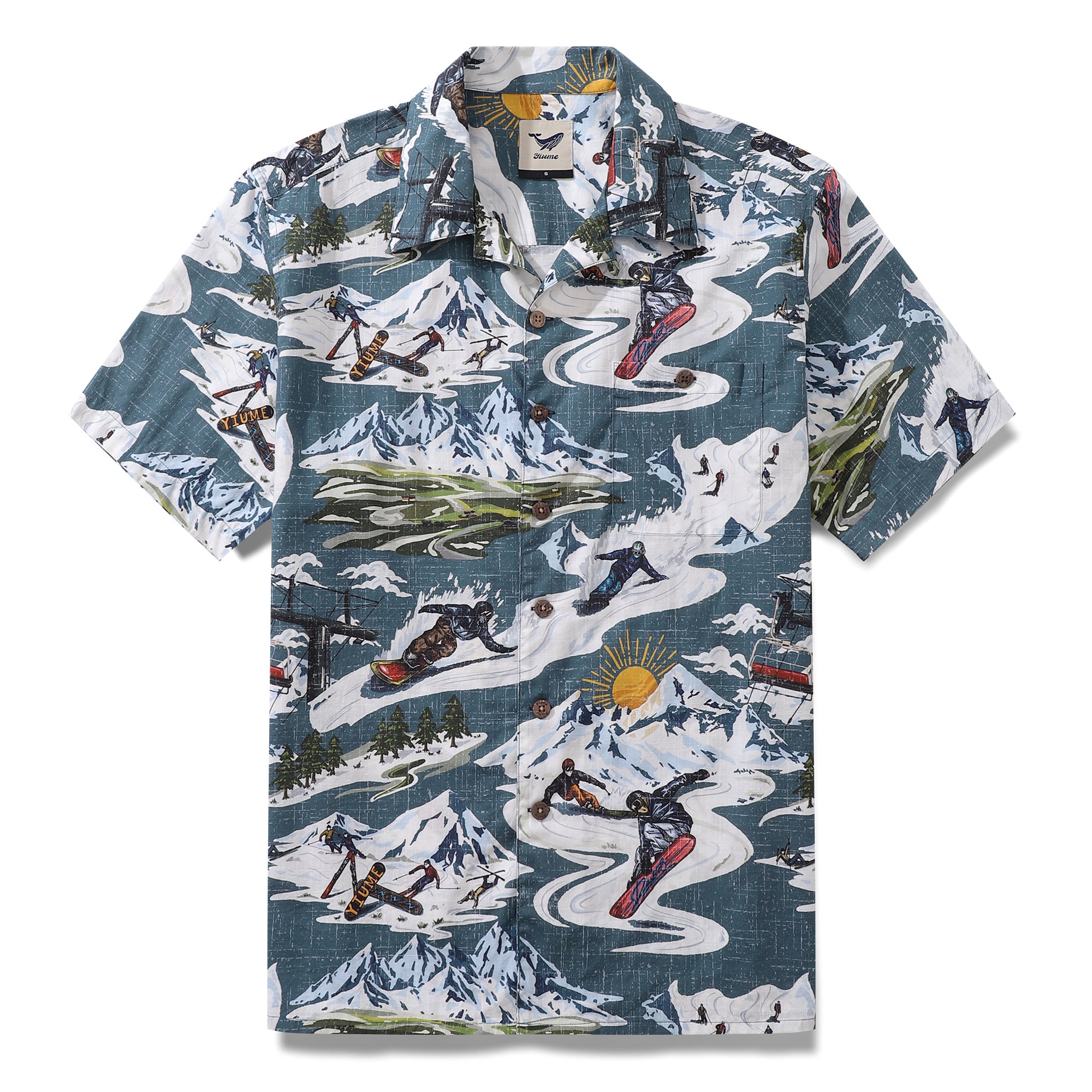 Hawaiian Shirt For Powder Rush Shirt Camp Collar 100% Cotton