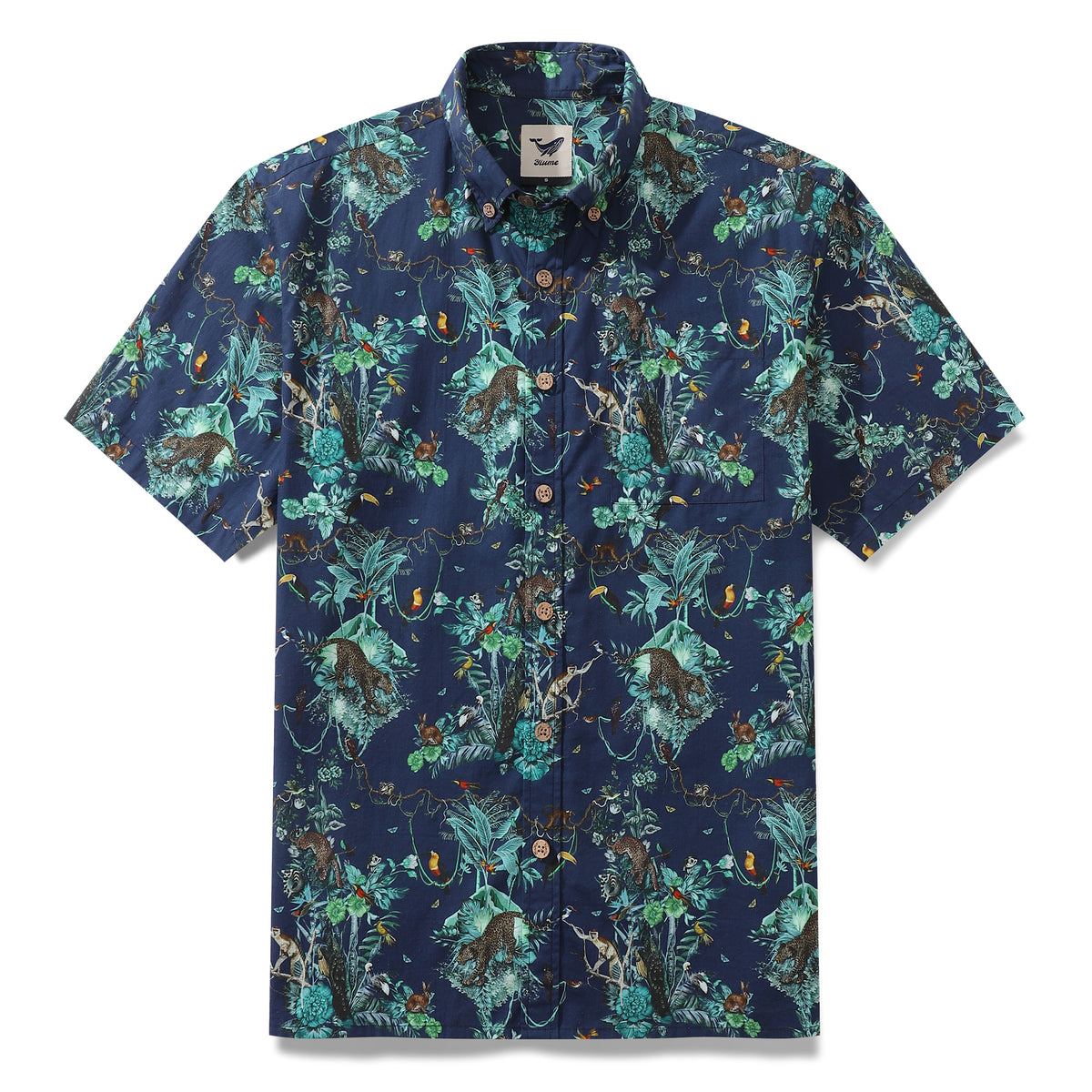 Men's Hawaiian Shirt Symphony of the Amazon Print Cotton Button-down S ...