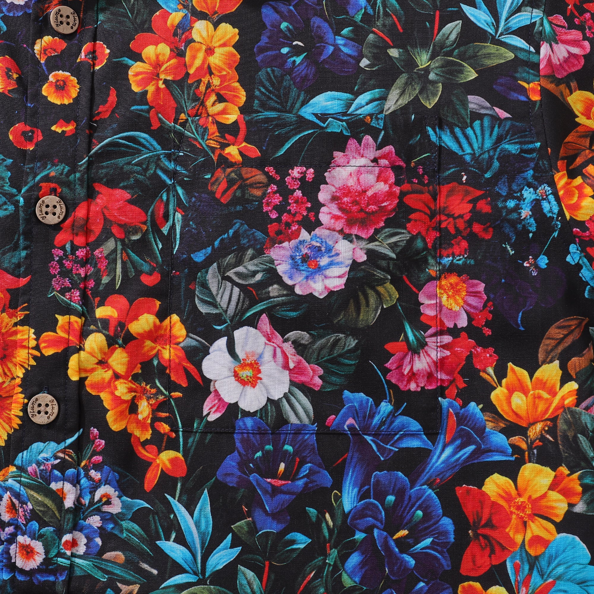 Yiume Mens Floral Hawaiian Shirt Tropical Button-down Short Sleeve 100% Cotton Shirt Colorful Garden