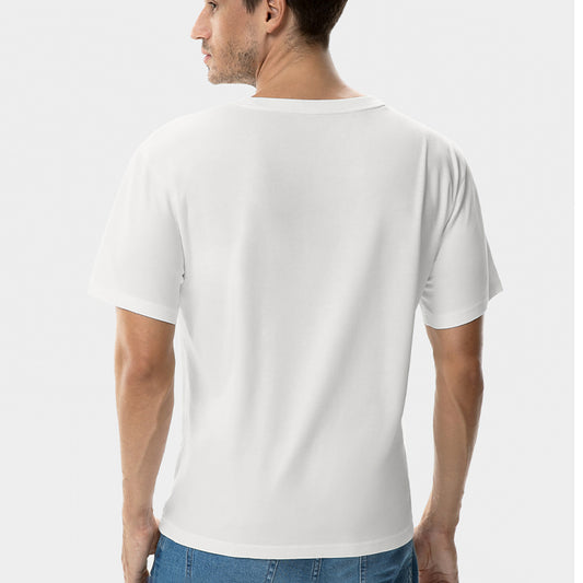 Basicsbeyond™ Hawaiian Tee For Men Stain proof T-shirt Crew Neck 100% Cotton - WHITE Stain Proof Tee - White