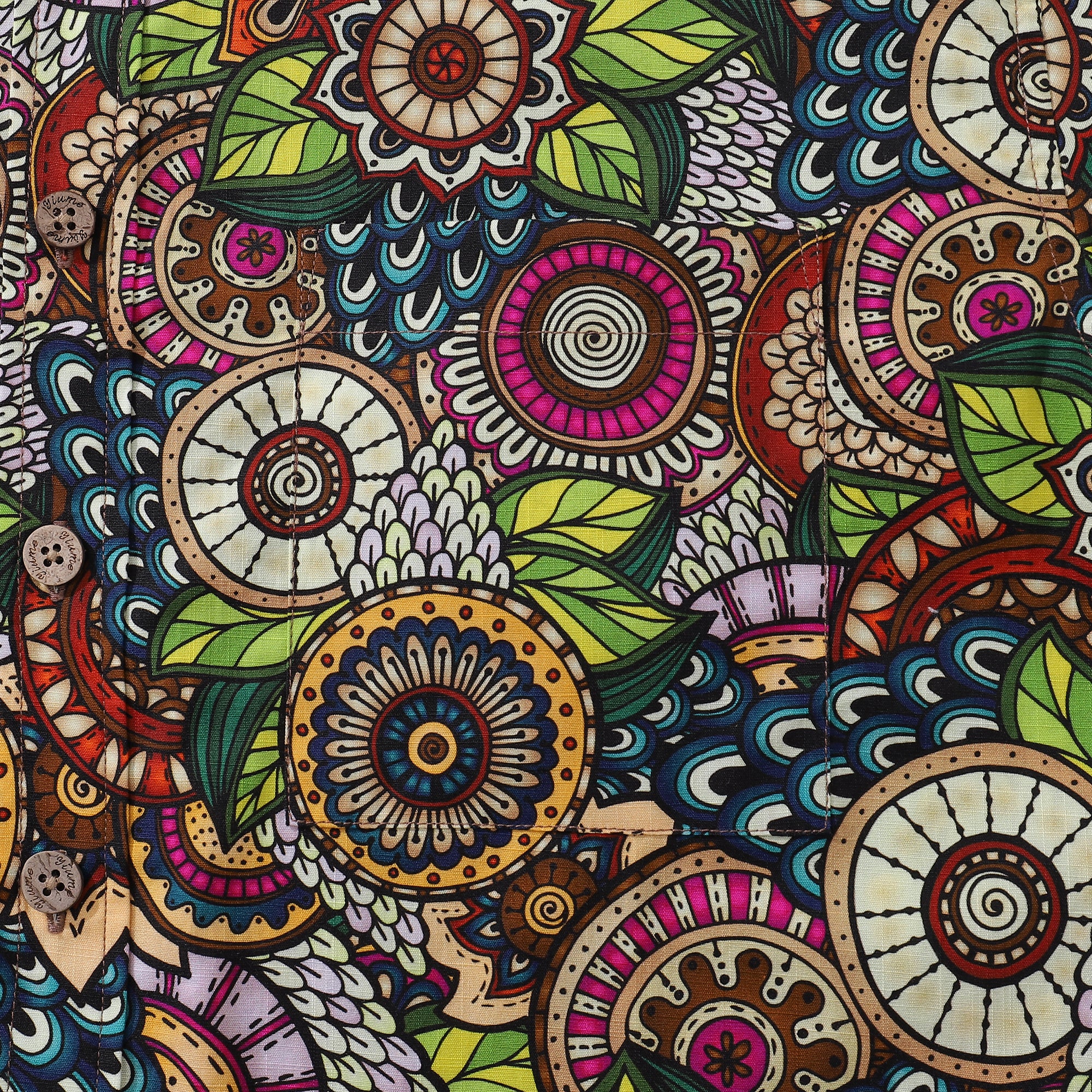 Hawaiian Shirt für Männer Bohemian Blumenmuster Hemd mit Knopfleiste Kurzarm 100% Baumwolle Hemd