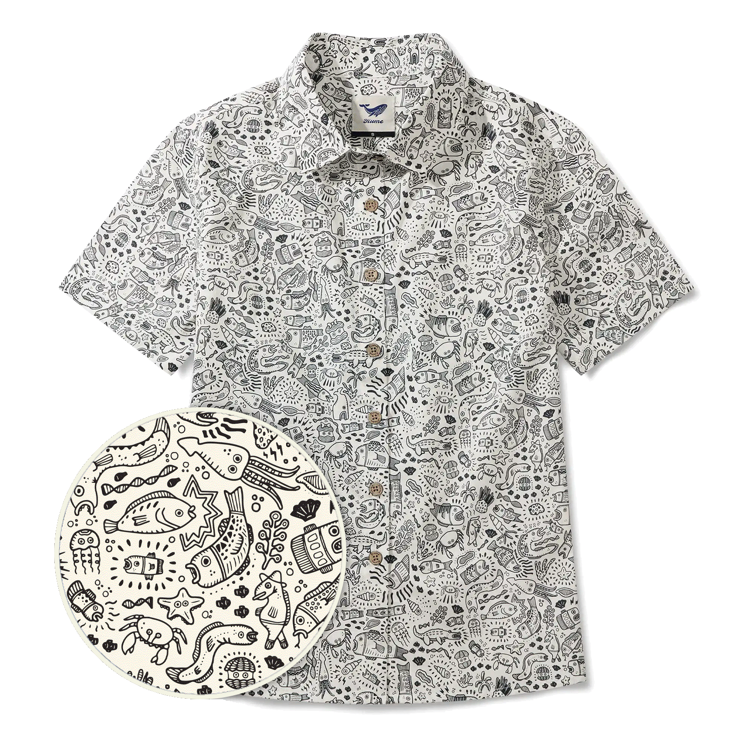 Art-inspired Hawaiian shirt with button-down collar