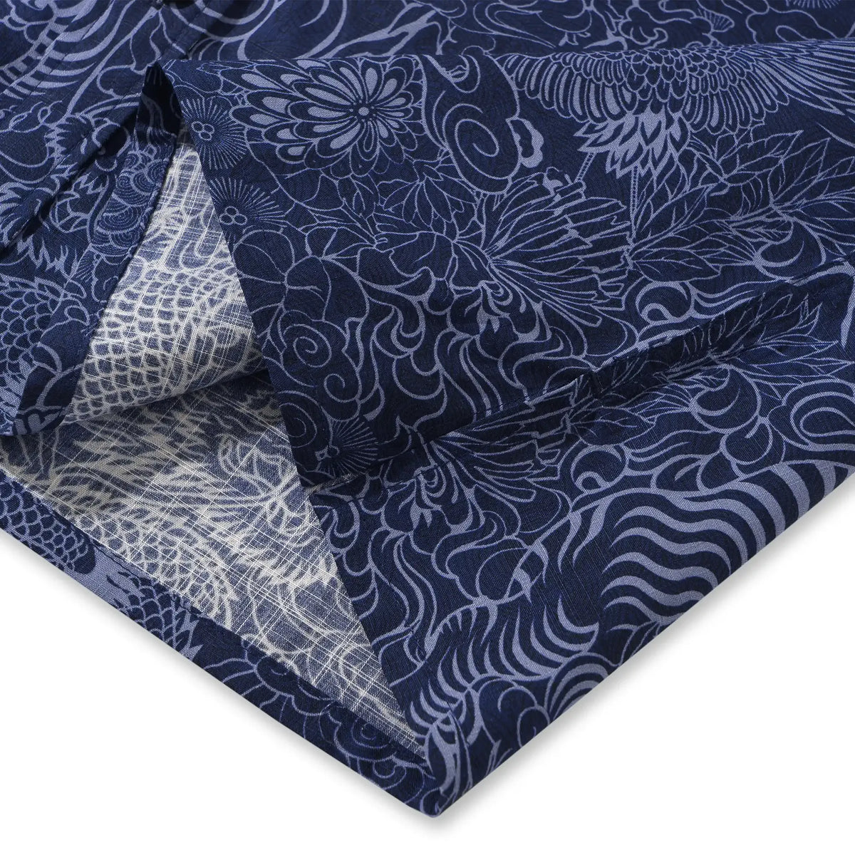 Yiume Men's Shirt, crane and tiger print, blue color
