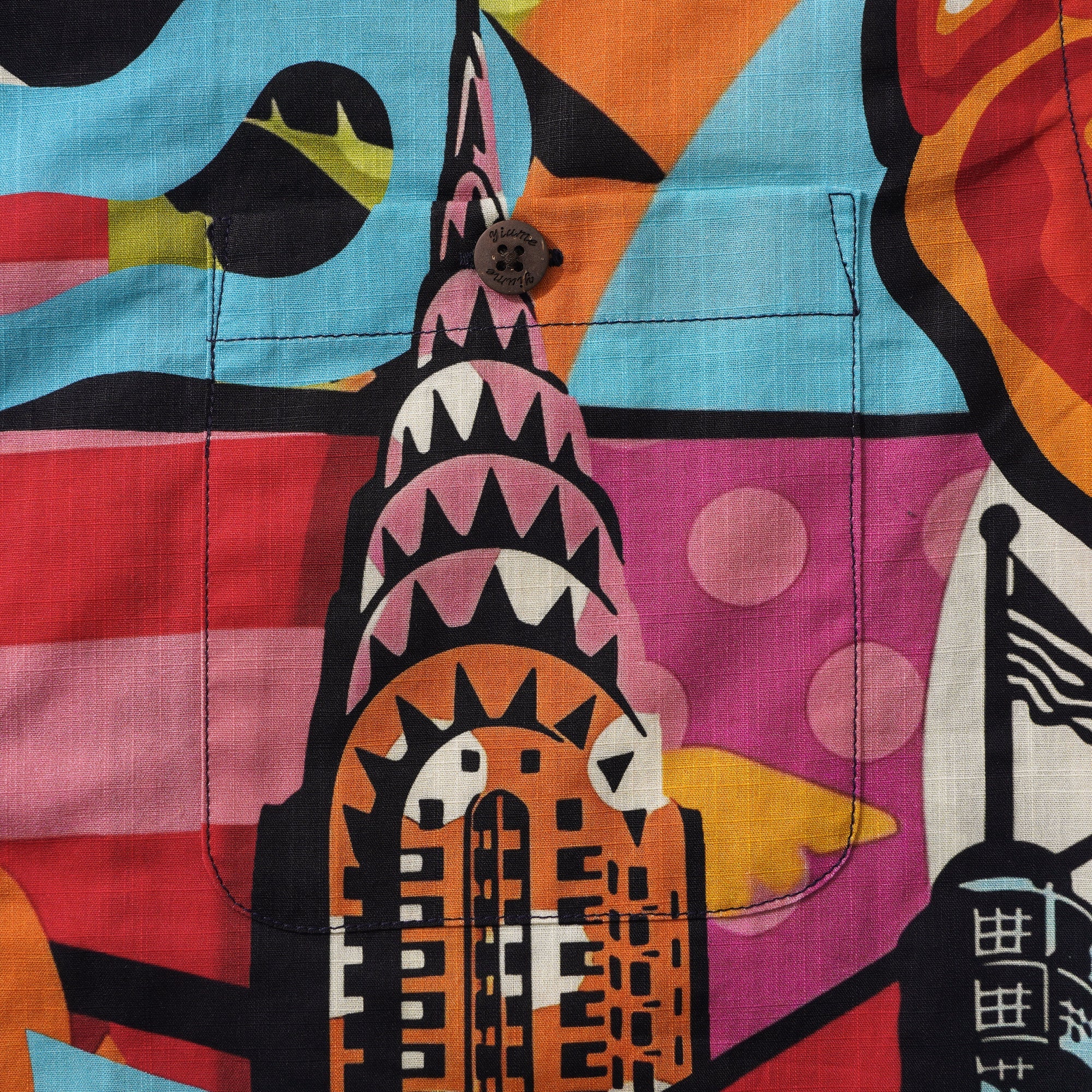 Herren Hawaii-Hemd Kurzarm Camp-Kragen 100% Baumwolle Rot Aloha Pop-Art