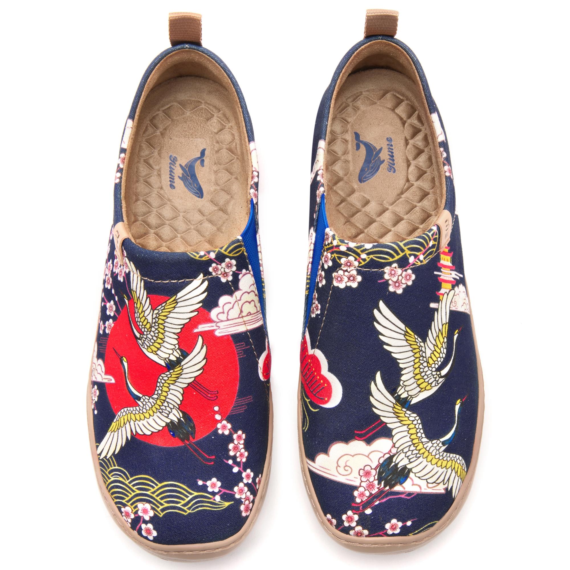 Crane Paradise Damen Slip-on-Schuhe, 100% Baumwolle, bemalten Leinwand-Sneaker Hawaiian Crane Zen Hemd