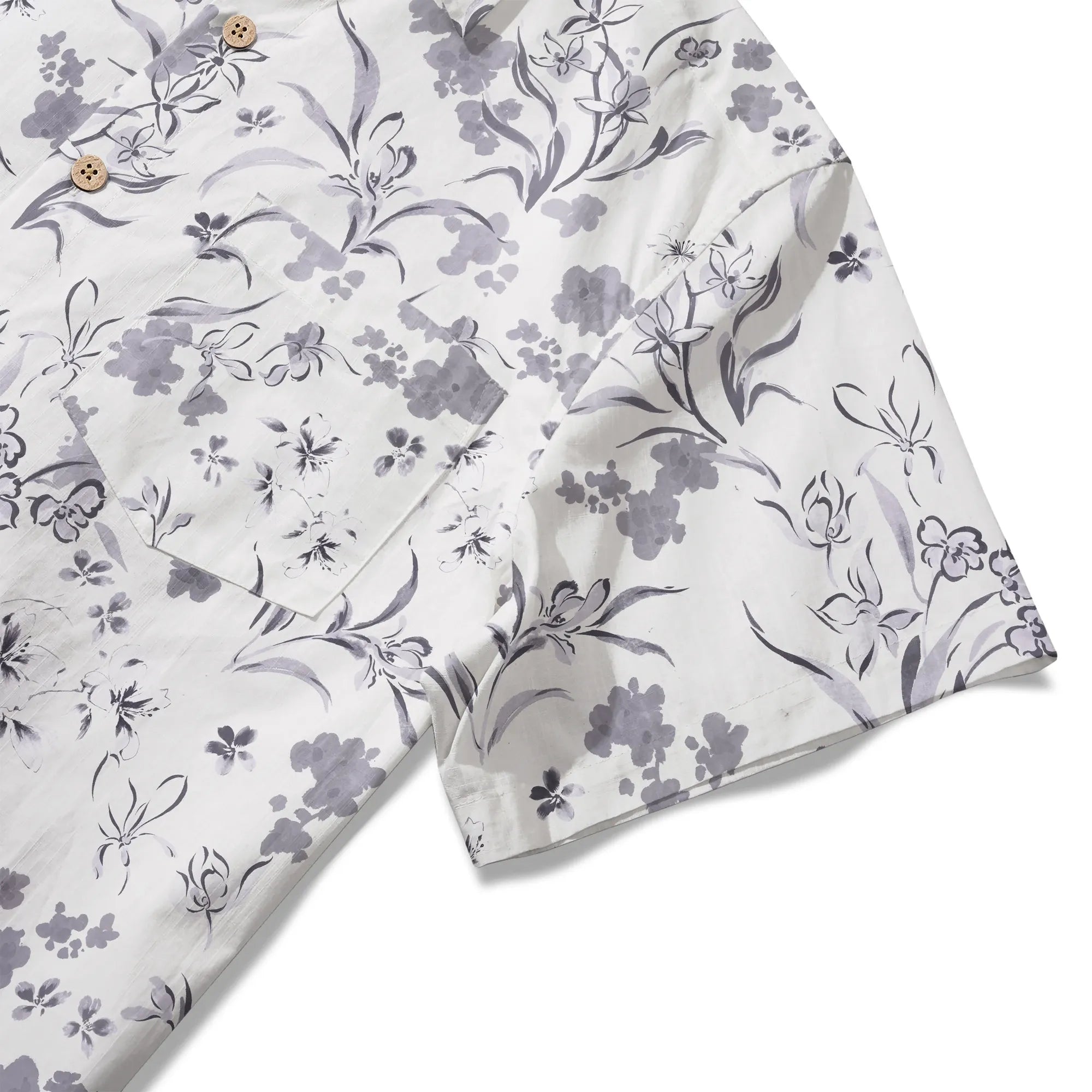 Short sleeve gray floral Hawaiian shirt for men