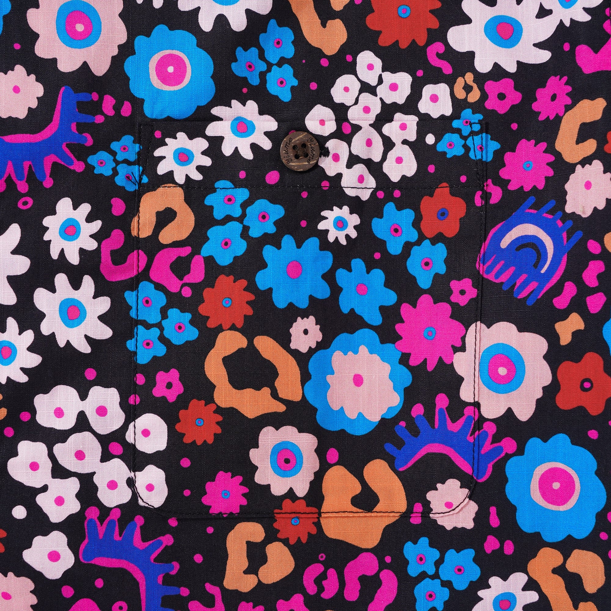 Herren -Hawaiian -Hemd Kurzarm Camp Camp Hals 100% Baumwollblau Aloha Enchanted Garden Leopard Print