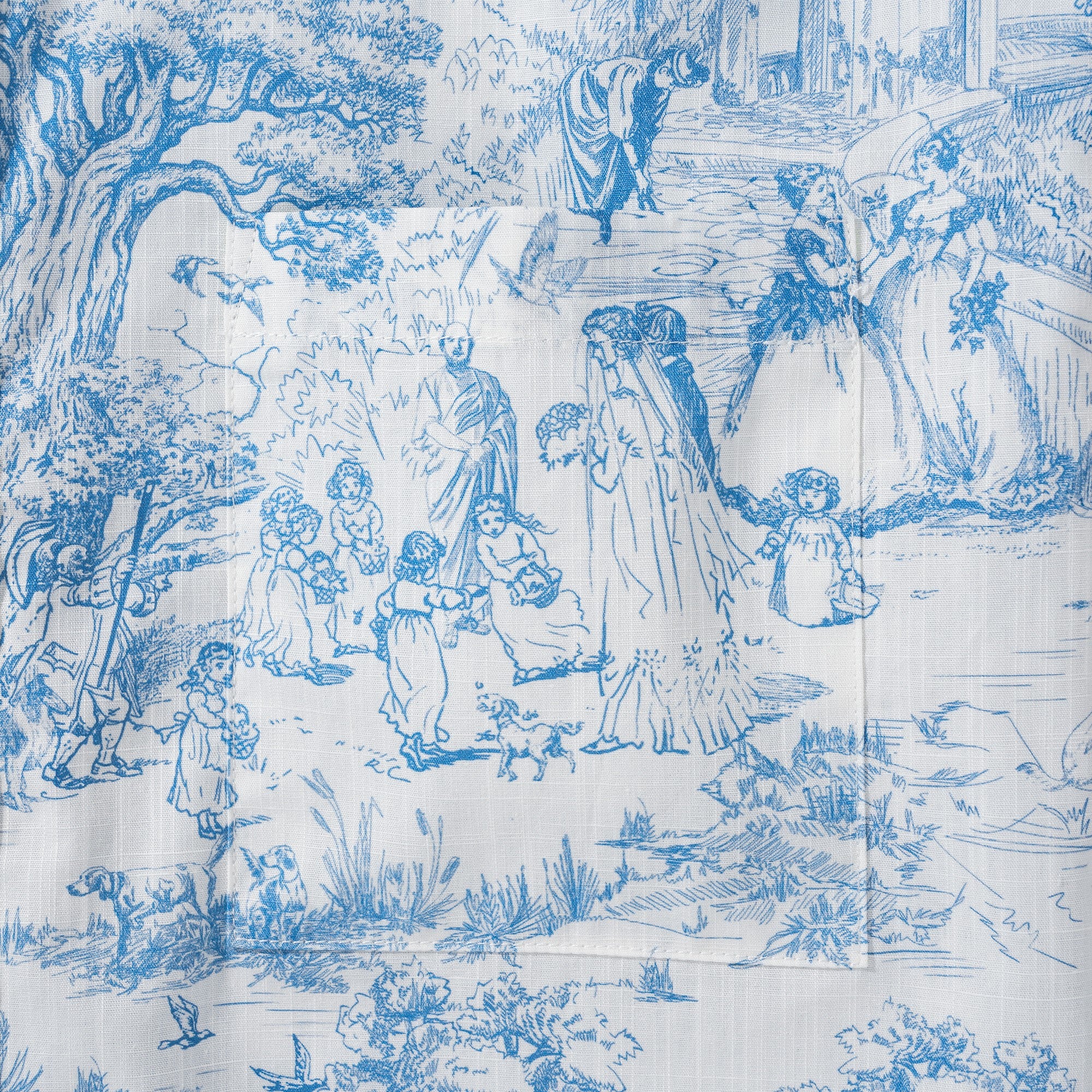 Herren Hochzeitsgasthemd-Blau Blumen 100% Baumwoll Button-Down Hawaiian Shirt