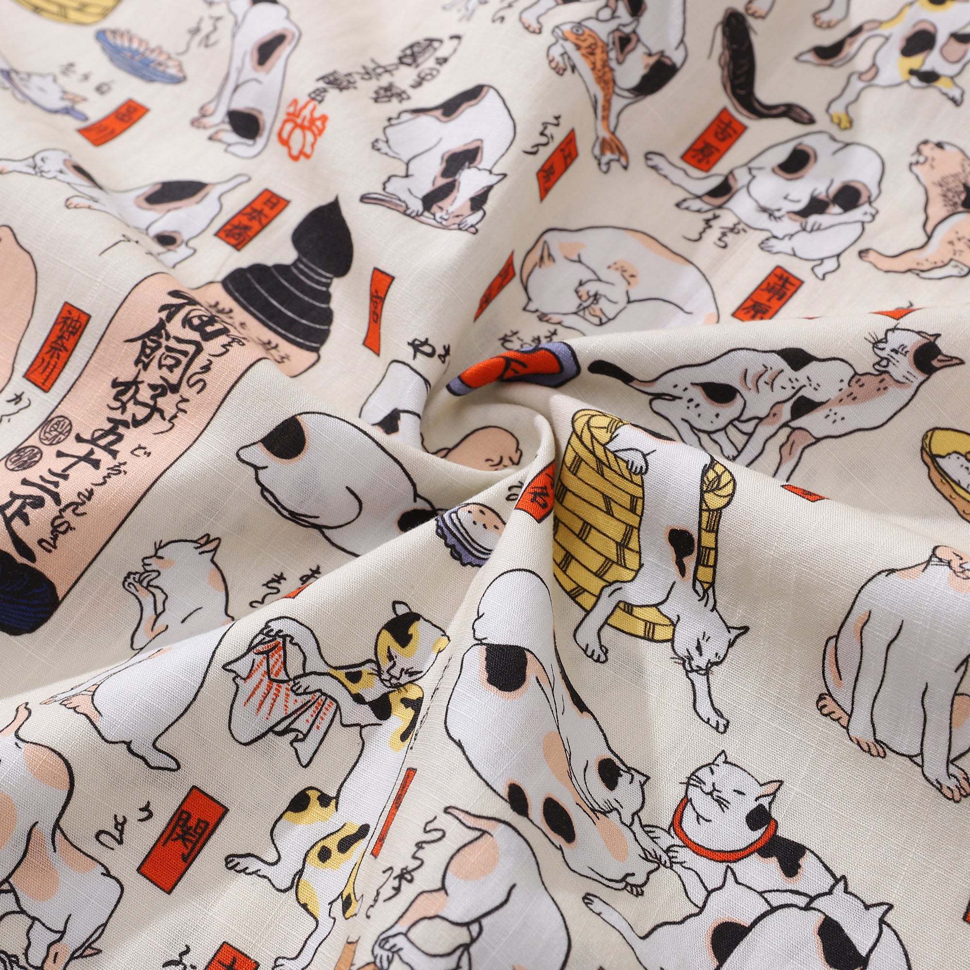 Coconut buttons on Tokaido 53 Station Cats Shirt