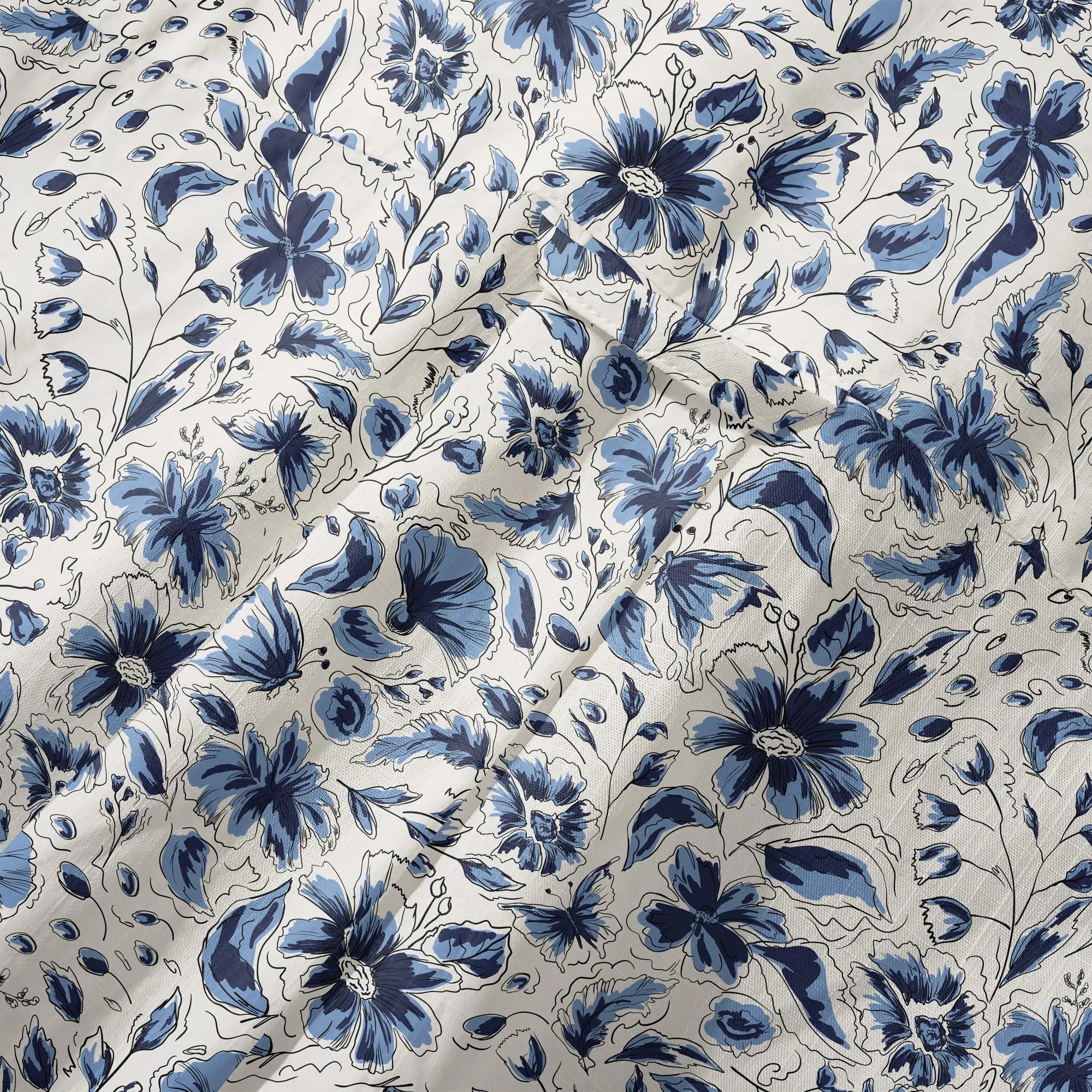 LeosWare Men's Blue Floral Hawaiian Shirt
