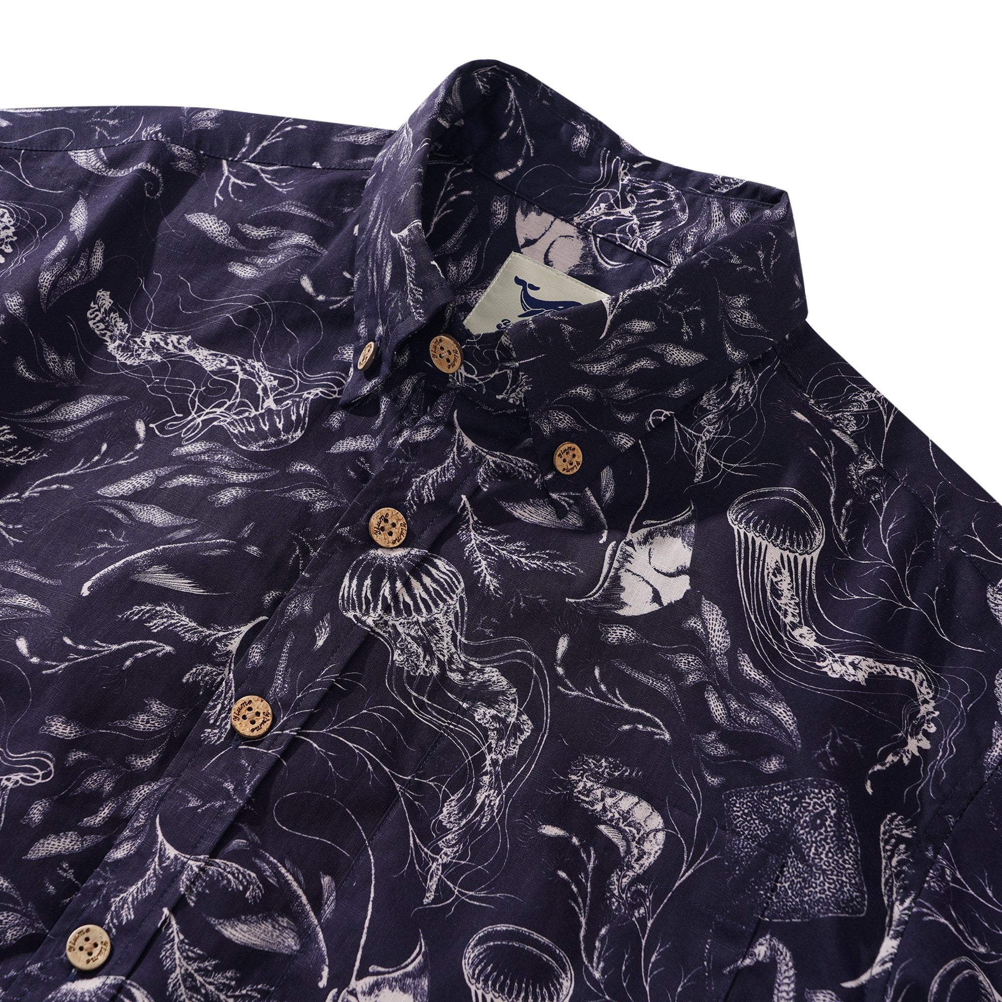 Chemise hawaïenne masculine à manches courtes à manches courtes 100% coton Aloha Deep - Sea Odyssey par Feanne