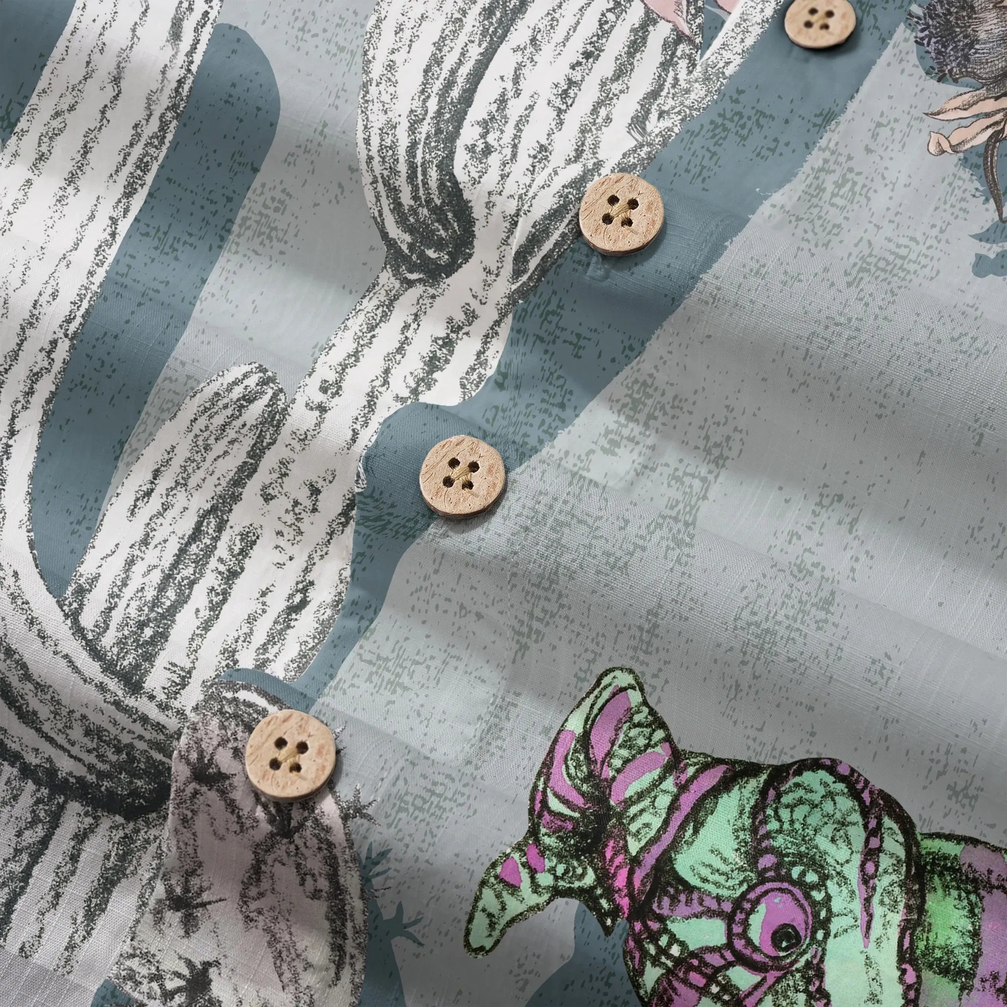 Short sleeve Hawaiian shirt, desert sanctuary theme, cotton