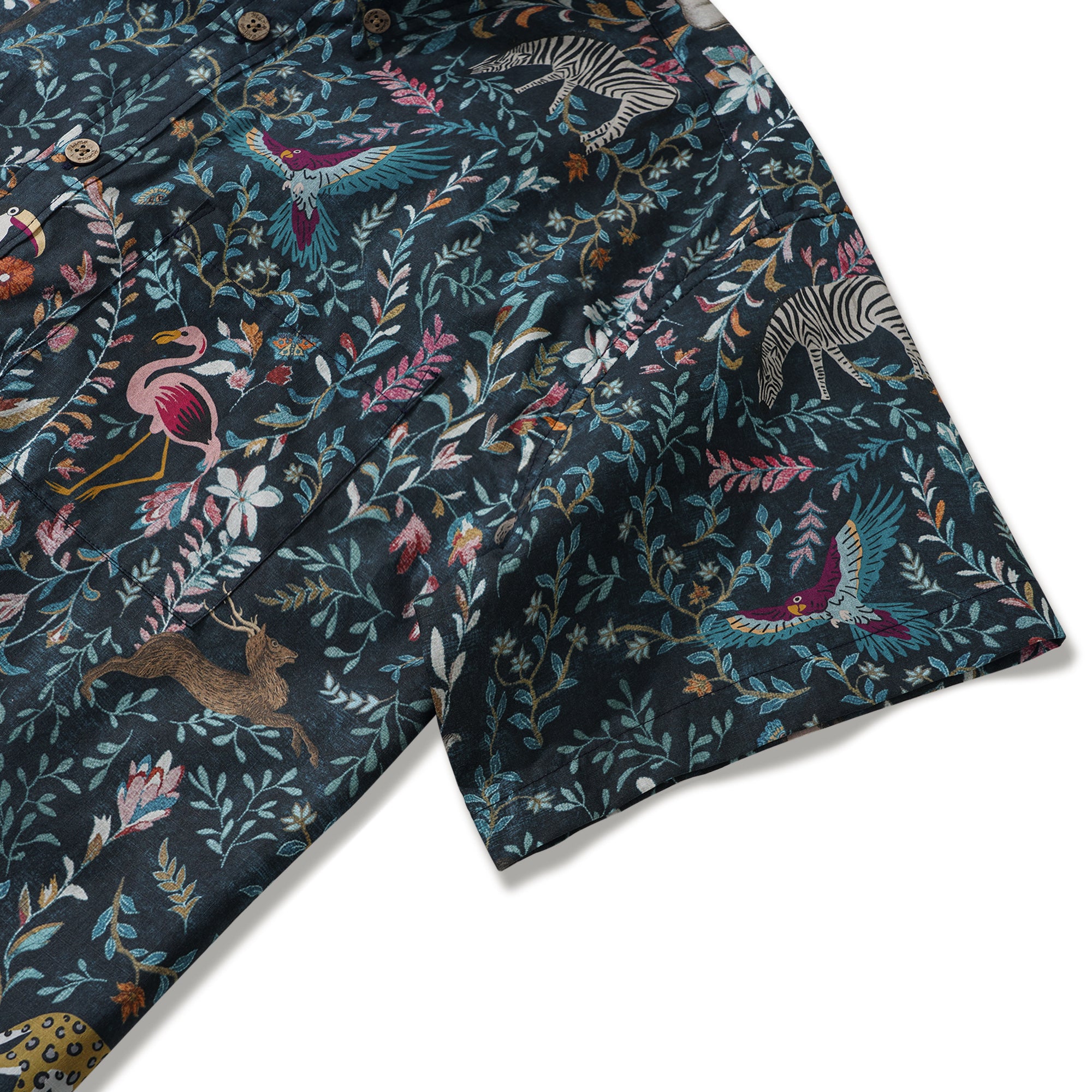 Chemise hawaïenne pour hommes Jungle Paradise 100 % coton, chemise à manches courtes à boutons verte Aloha hawaïenne