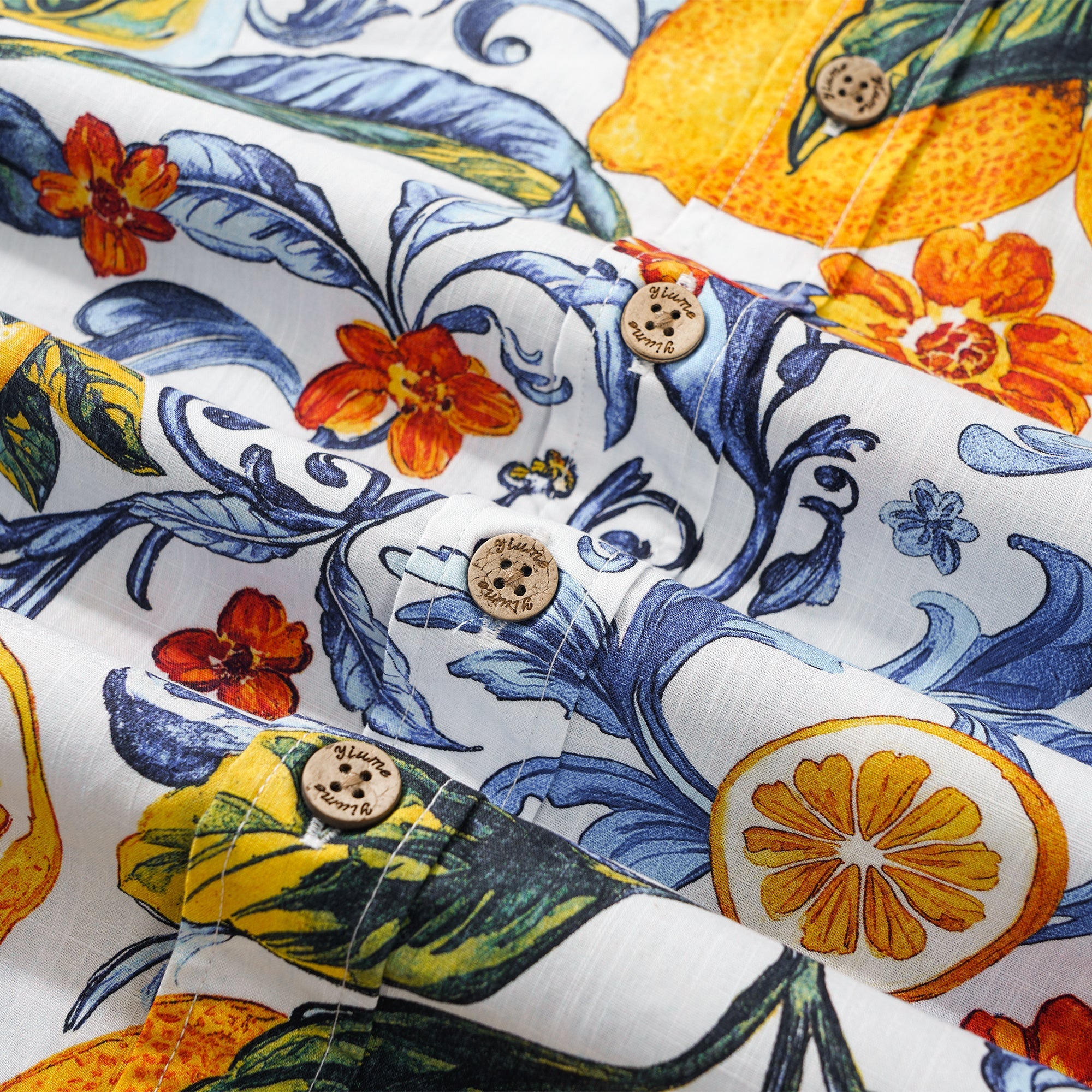 Chemise pour homme en citron Chemise hawaïenne bleue Chemise à manches courtes à boutons Chemise vintage tropicale